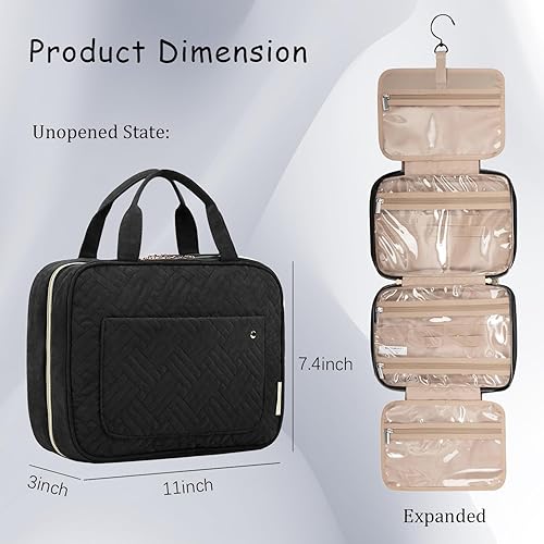 Miniatura 2 de gero Neceser de viaje con gancho para colgar, bolsa de almacenamiento de viaje impermeable, bolsa de maquillaje de viaje portátil, organizador de