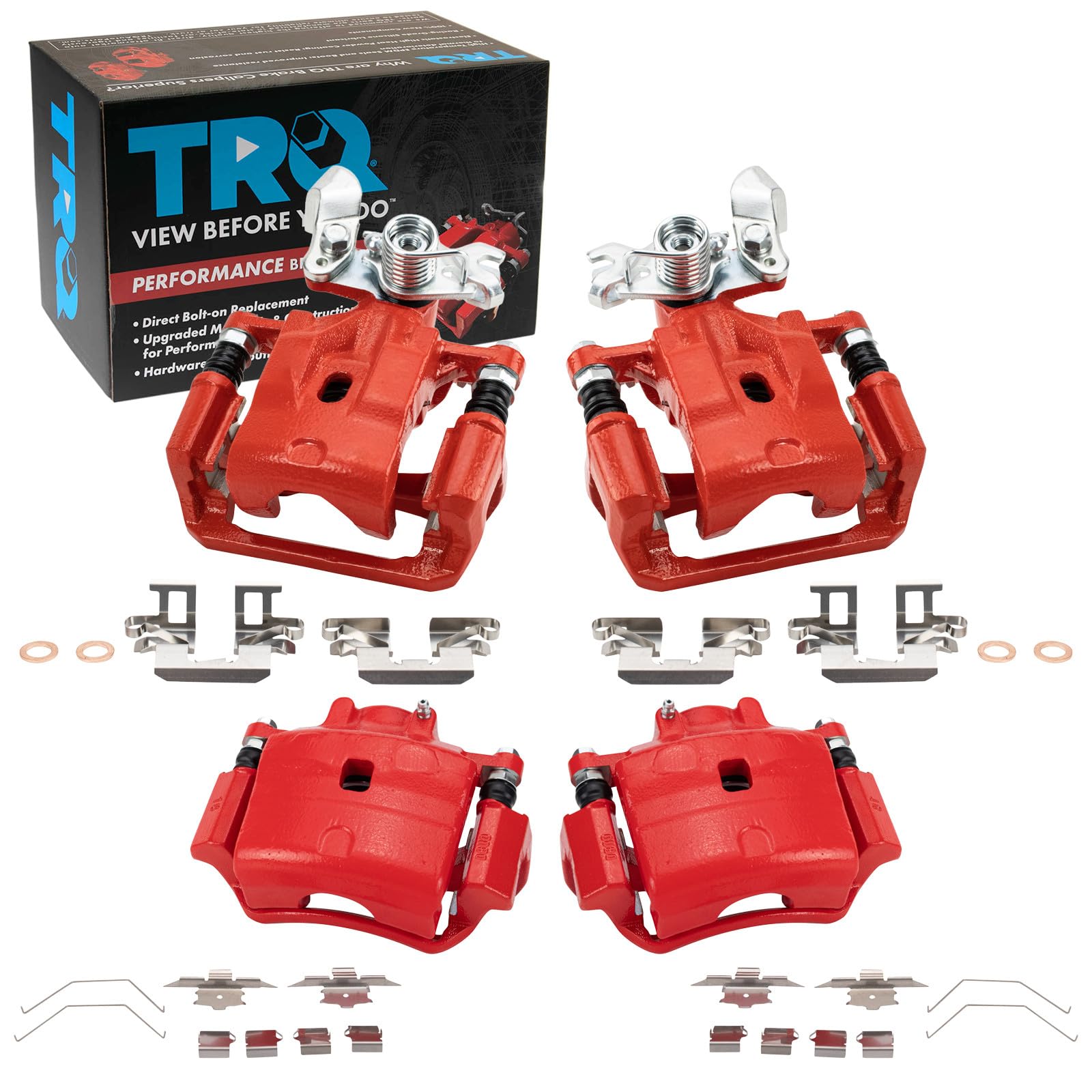 TRQ Brake Caliper Set Performance Compatible with 2006-2012 Ford Fusion 2007-2012 Lincoln MKZ 2006 Zephyr 2006-2013 Mazda 6 2006-2011 Mercury Milan