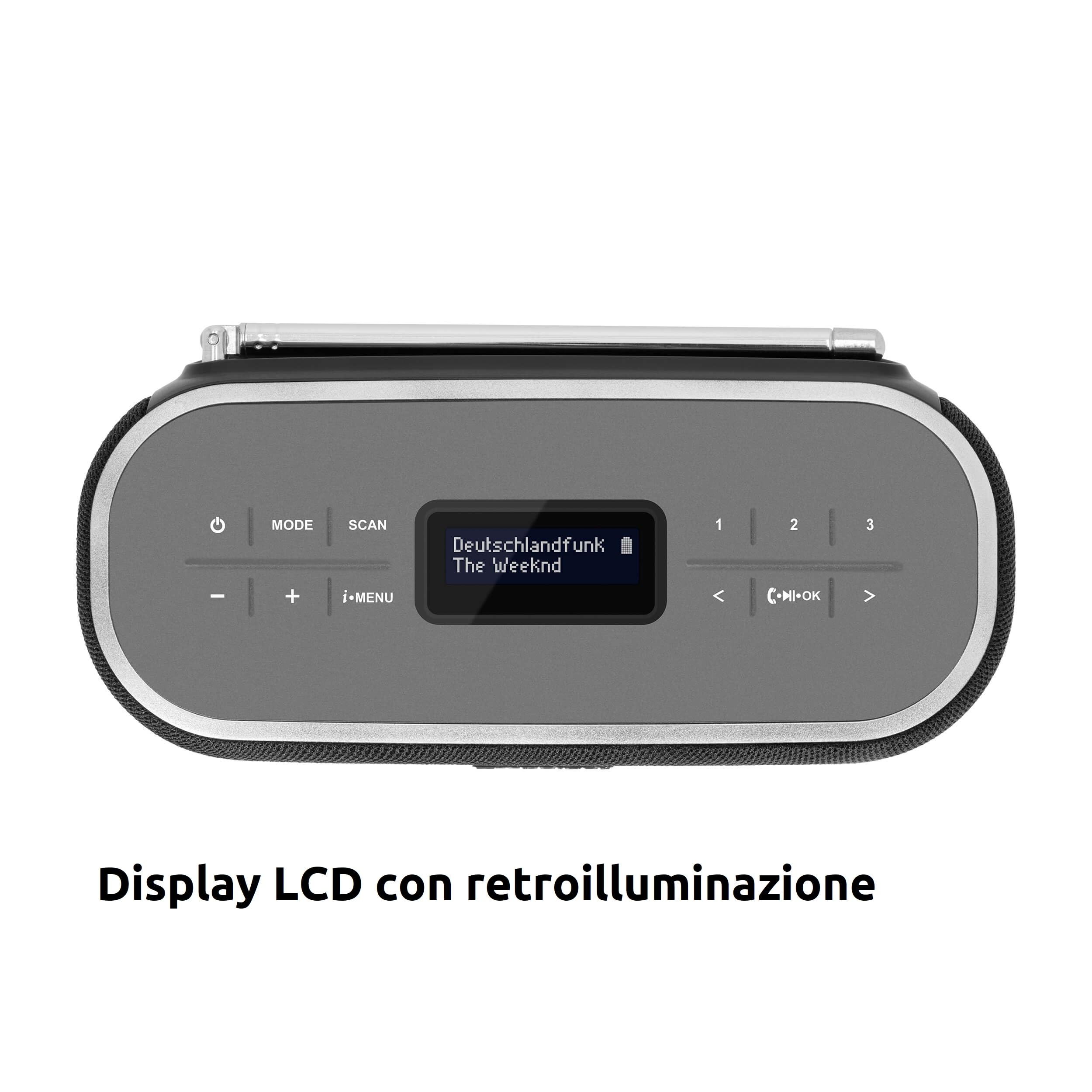 TechniSat VIOLA BT 1 Altoparlante Bluetooth portatile DAB+ FM radio sveglia LCD vivavoce AUX-in 6W