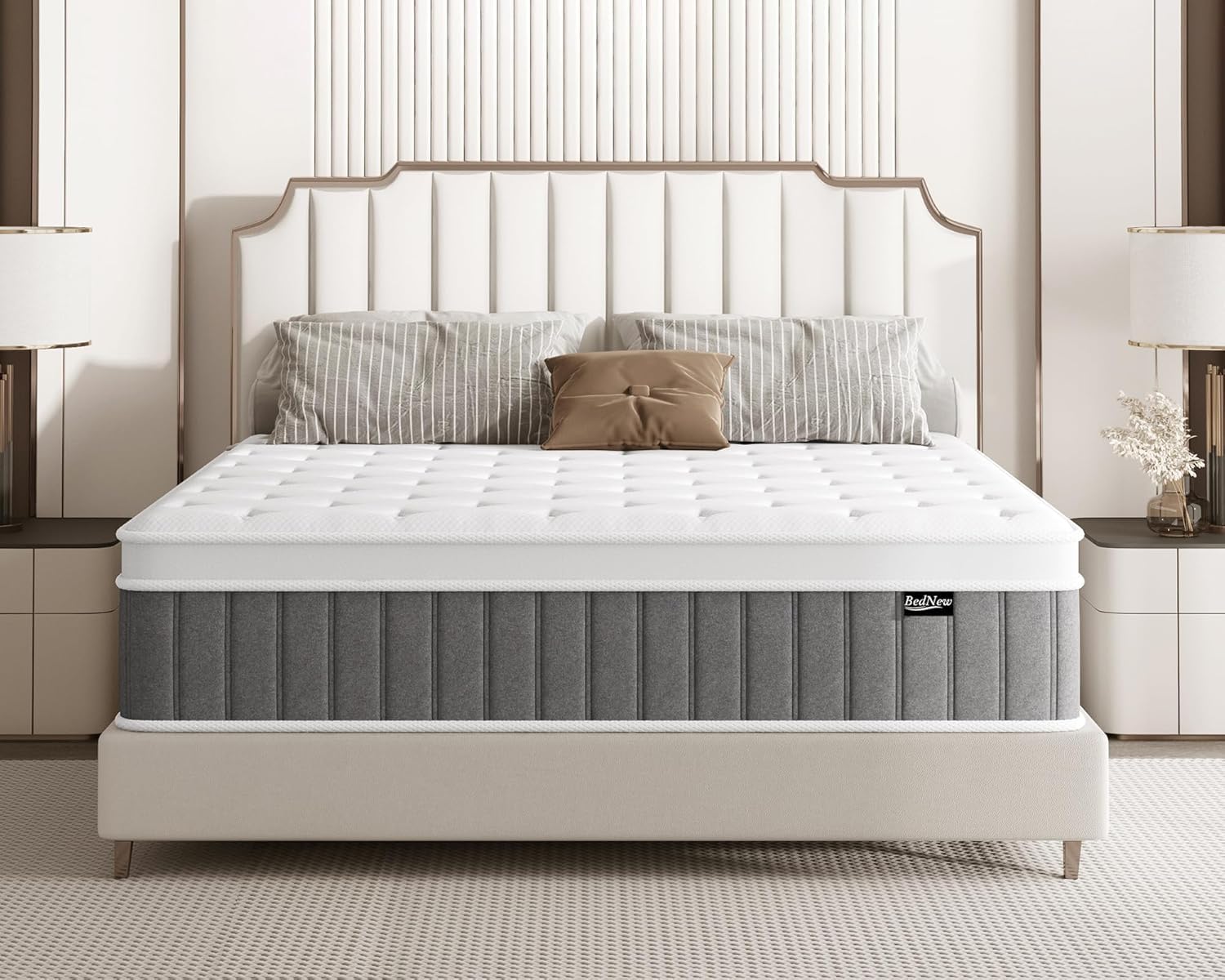 Bednew Single Mattress 3FT, 12.2 Inch Innerspring Hybrid Mattress Double with Breathable Foam and Pocket Spring For Cool Comfort Sleep, Medium Firm Mattress(90x190x31cm)