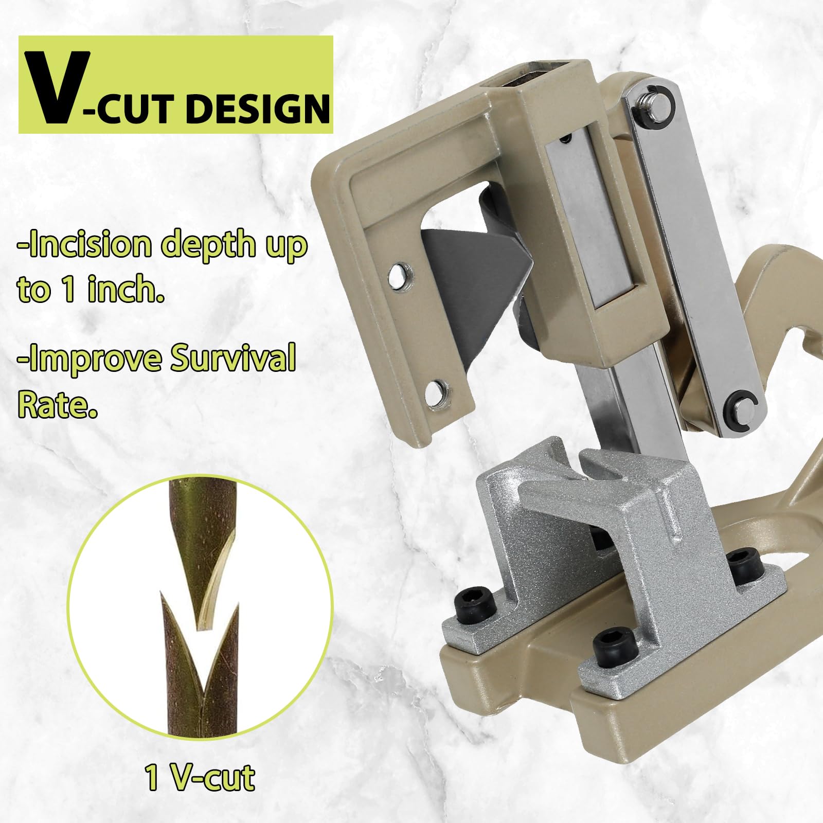 LYDODOKA Grafting Tool, V-Shape Grafting Scissor Set for Thick Branch, Full Metal Cutting Fruit Tree Accessories with 2 Grafting Tapes, Anti-Slip Handle, for Plant Grafting, 29x 13cm, Light Brown - Image 3