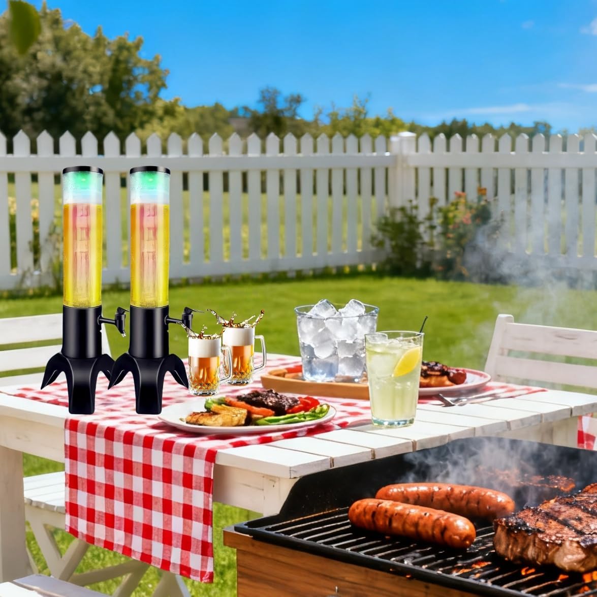 1.5L Mimosa Tower Dispenser, 50oz/1.58 Qt. Drink Tower Tabletop Beer Dispenser with Ice Tube for Bars Bars Parties Restaurants (1 PACK)