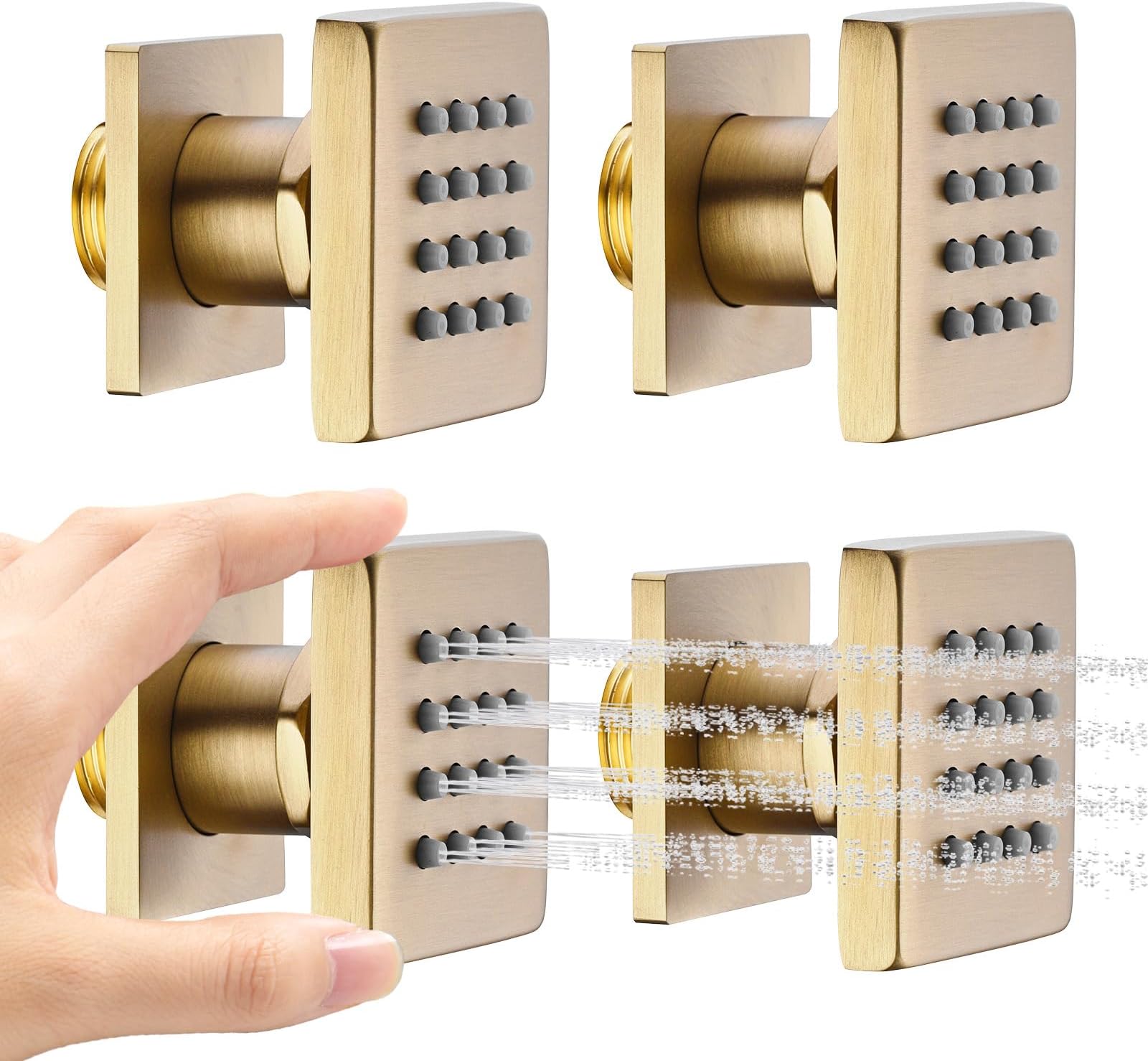 Adjustable Shower Body Spray Nozzles with On/Off Switch - 4 Pack Wall Mount Spa Jets for Relaxing Hydrotherapy Experience
