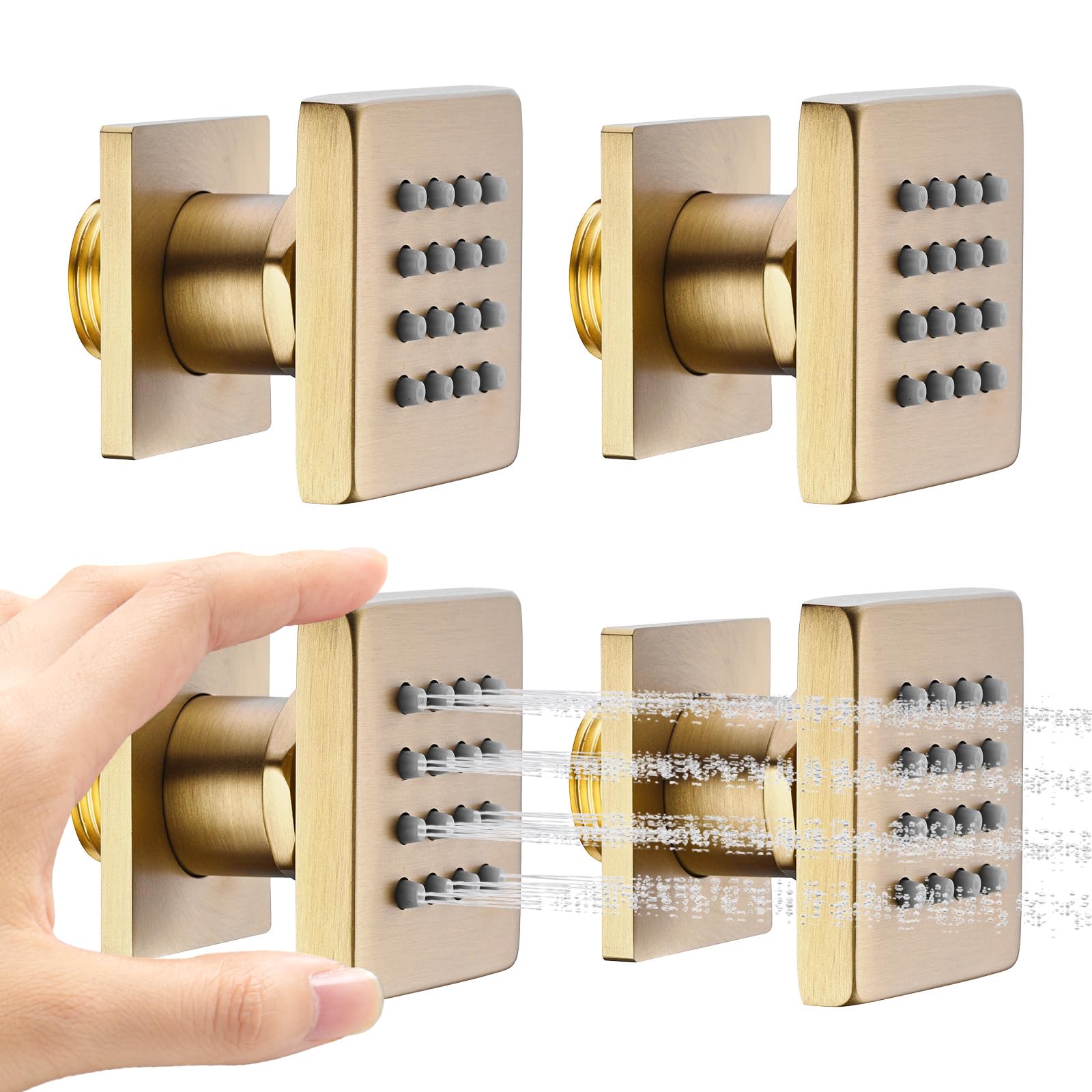 Adjustable Shower Body Spray Nozzles with On/Off Switch - 4 Pack Wall Mount Spa Jets for Relaxing Hydrotherapy Experience