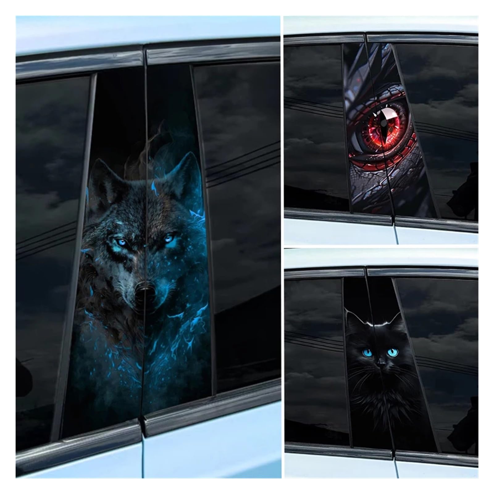 6 set di adesivi for montanti B for auto con animali, adesivi decorativi for montanti delle portiere delle auto, adesivi in ​​vinile impermeabili fai da te(6Sets A-330 style9)