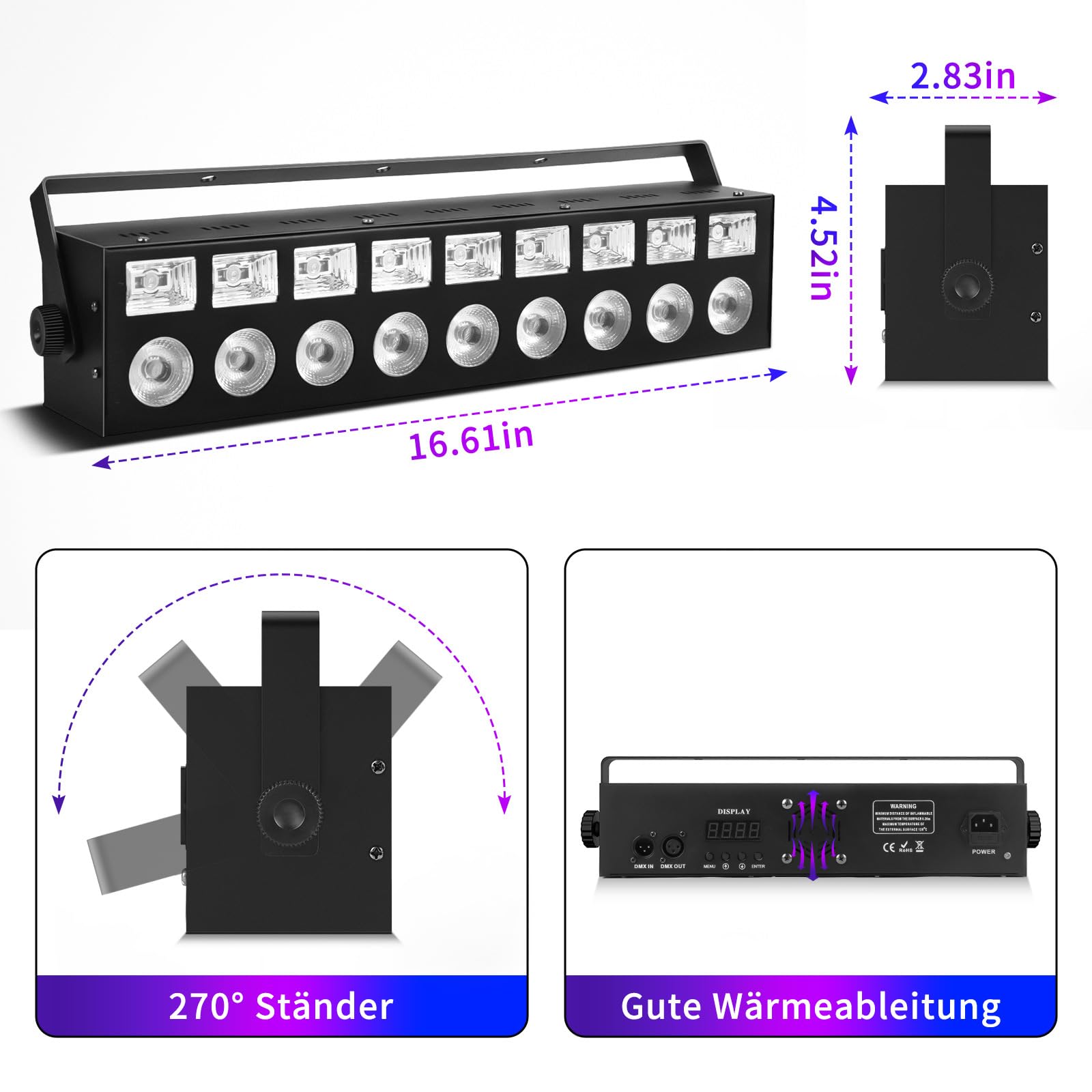 Luce da Parete a LED RGB, Barra di Luci a LED RGB, Dimmerazione Lineare 0-100% E Diverse modalità di Controllo, Lunga Durata E Facile Installazione, per Palcoscenici, Matrimoni E Sale