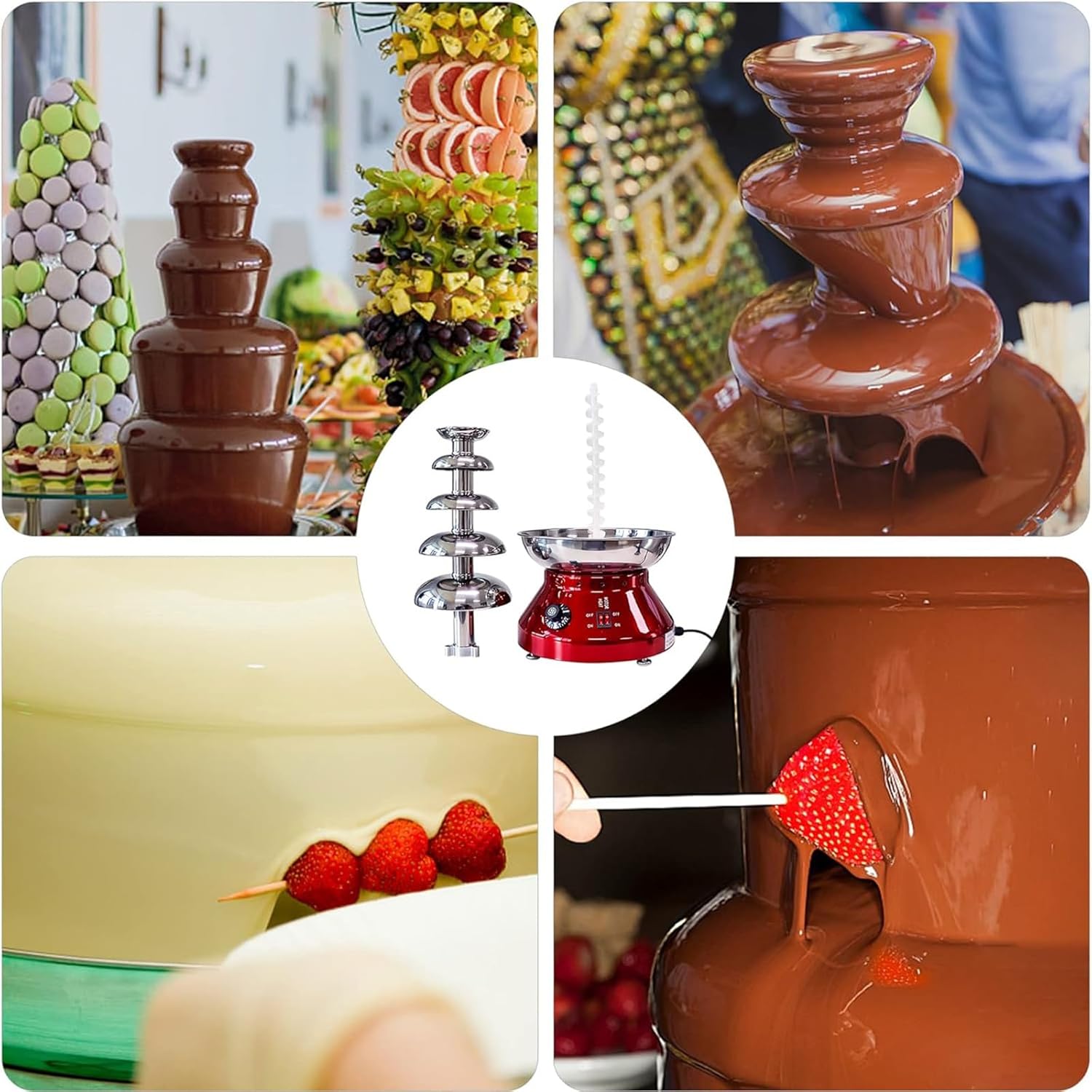 Chocolate Fountain Machine for Party 5 Tiers Stainless Steel Hot Chocolate Fountain Chocolate Waterfall Fountain Chocolate Fondue Fountain