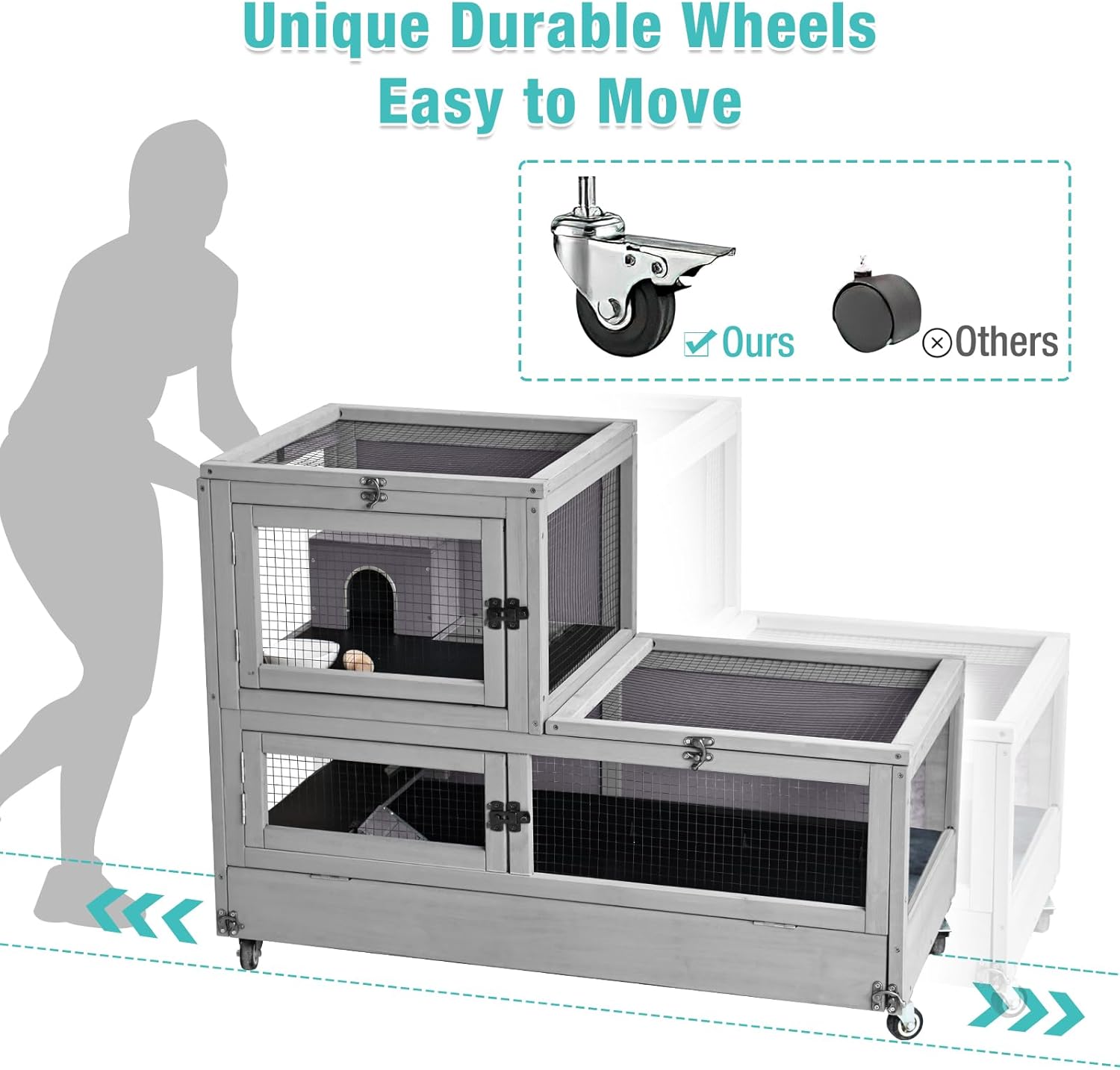 Guinea Pig Cage,2-Story Hamster Cage with 2.36”Deeper Anti-Chewing Pull Out Tray,Small Animal Cage for Rabbit,Rat,Hedgehog,Chinchilla