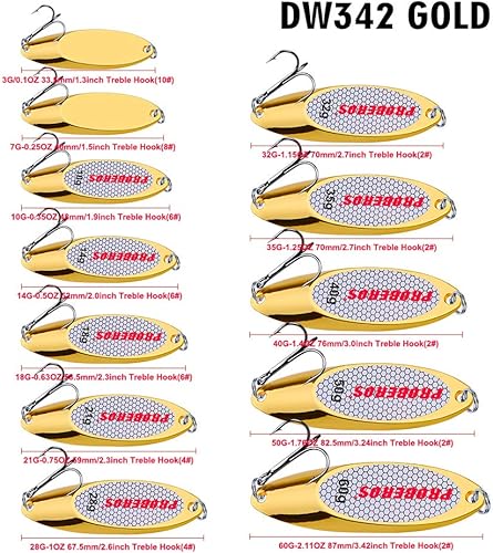 Miniatura 7 de PROBEROS Cucharas de pesca señuelos cebos para lubina, aparejos de cebo de jigging con ganchos agudos, cuchara de metal duro, señuelo de pesca,