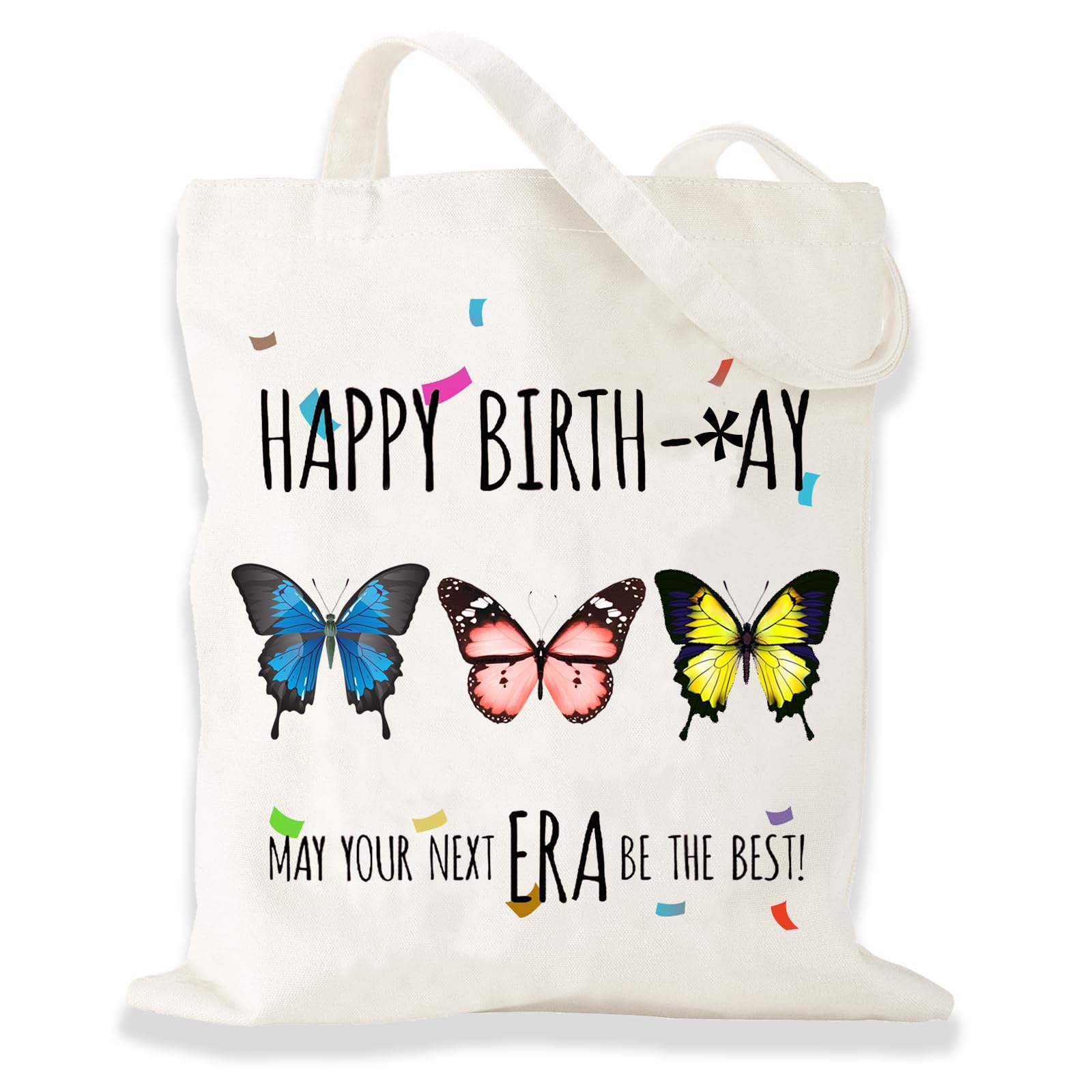 KULRAFEY Canvas Tote Bag for Women, Cute Tote Bag, Music Lovers Singer's Merch, Happy Birthday Era, Aesthetic Butterflies Large Capacity Foldable