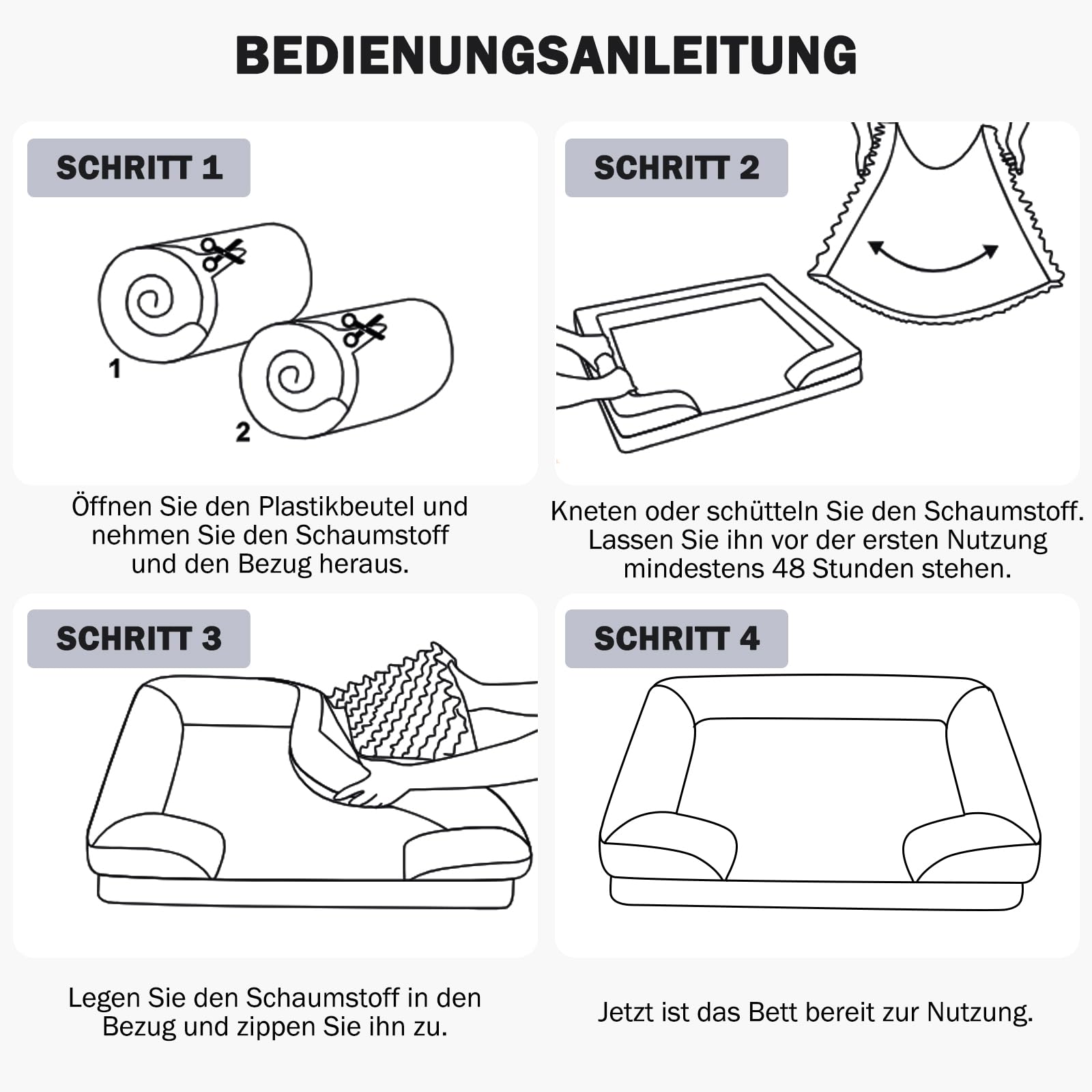 JOEJOY Orthopädisches Hundebett Grosse Hunde,107x81x17cm, Memory Foam Hundekorb Waschbar und Wasserdicht, Eierkarton-Schaum Hundebett Orthopädisch, Abnehmbar Hundebetten mit Hohem Rand, Dunkel Grau