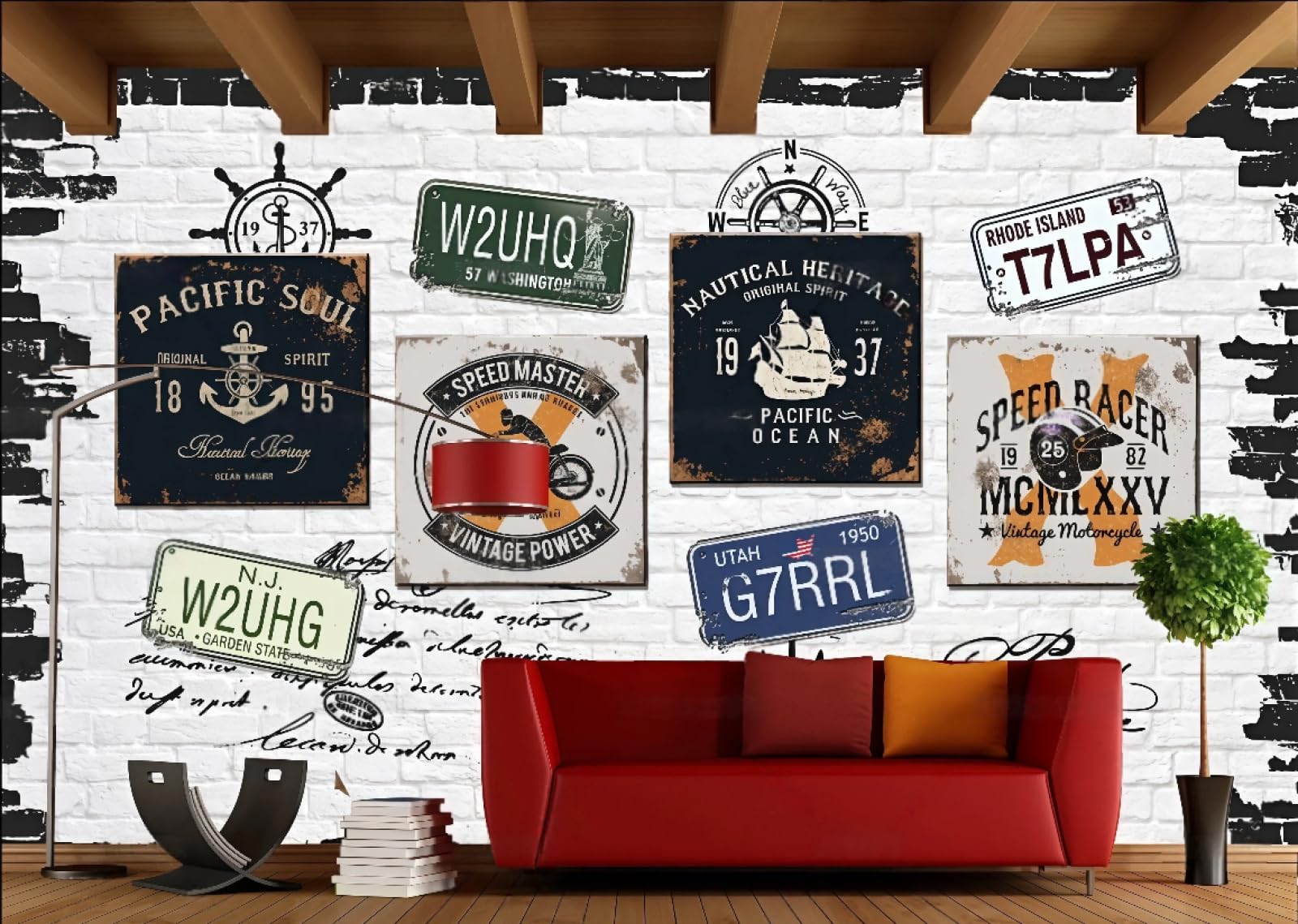 Papier peint briques rétro pour décorer un café ou restaurant 400x280cm