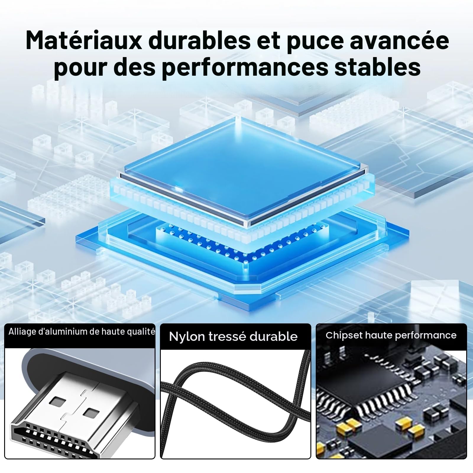 Câble USB C vers HDMI 4K60Hz T9 2 m tressé, adaptateur HDMI vers USB C, câble HDMI compatible avec iPhone 17/16/15 Pro Max, MacBook Pro/Air, iPad, Samsung S25/S24, Dell, Surface