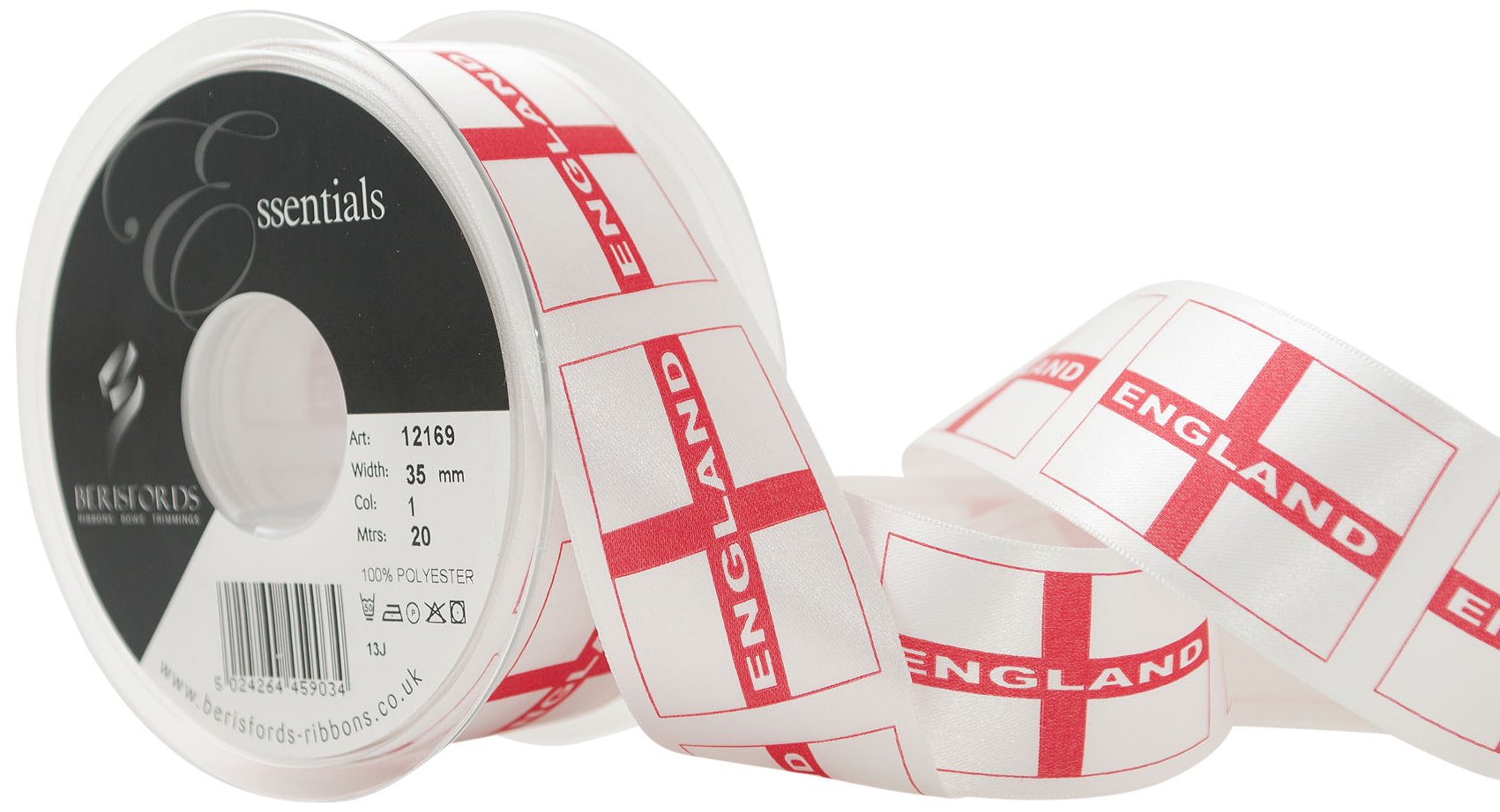 Berisfords 1 Multicoloured St George Cross Ribbon (Value Roll)