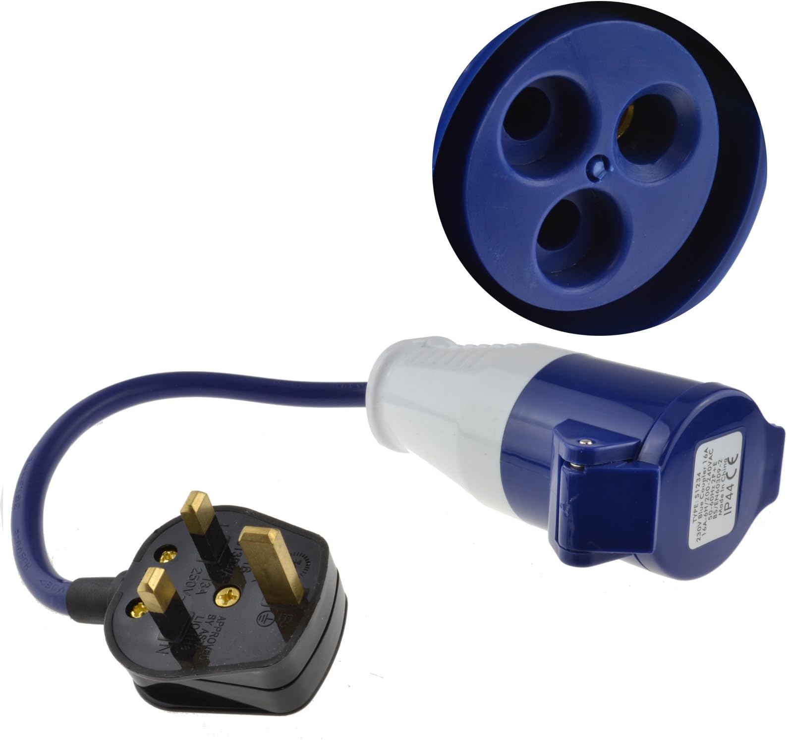 kenable UK 13A Mains Plug to CEE 16A Caravan/Camping Site Outdoor Power Electric Hook Up Adapter