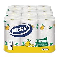 Nicky Limone Carta Cucina - 18 Rotoli da 100 Fogli Assorbenti a 2 Veli