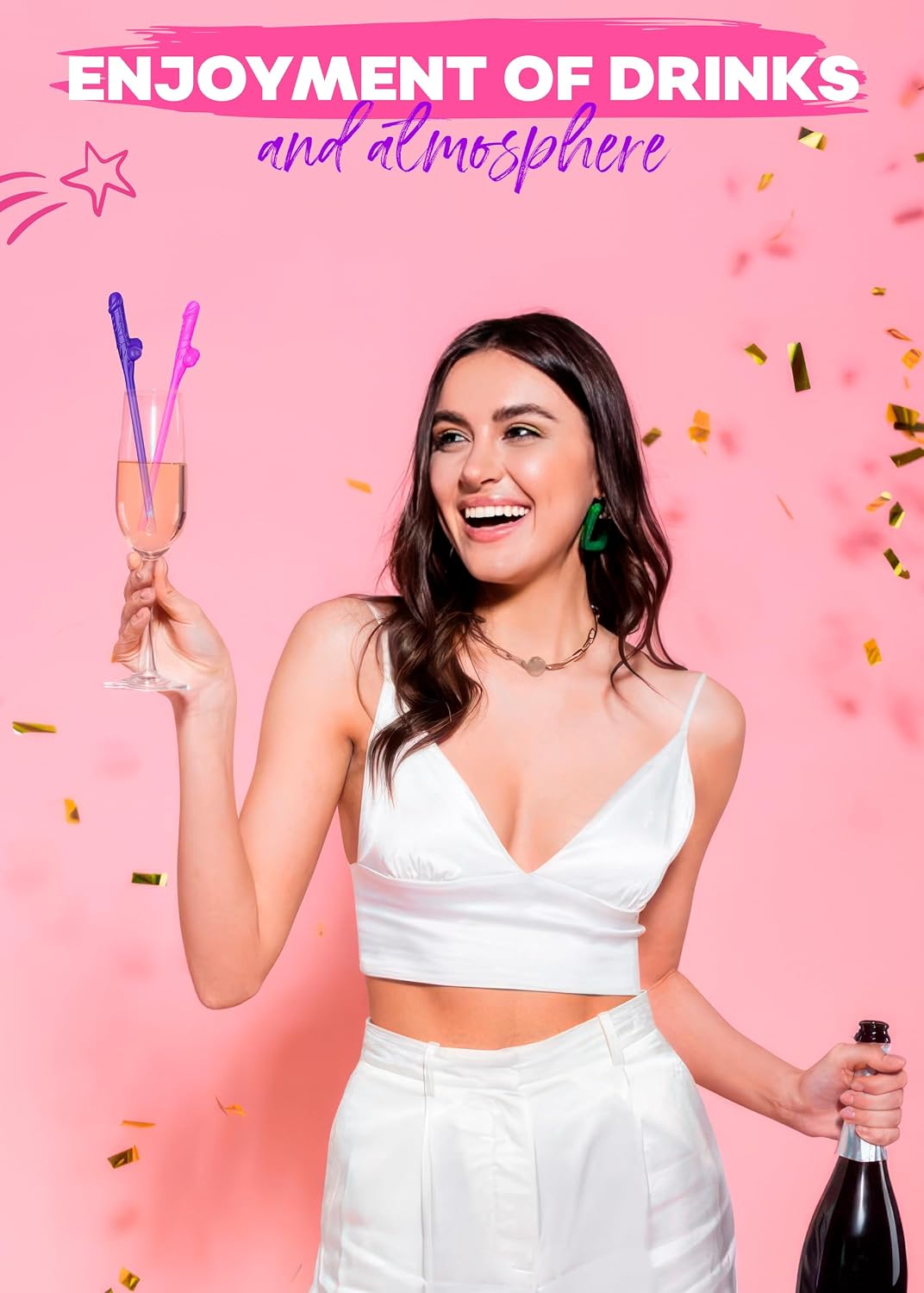 Bachelorette Party Willy Straws 10 Pcs, Funny Novelty Drinking Straws, Hen Party Decorations, Bride Party Favors