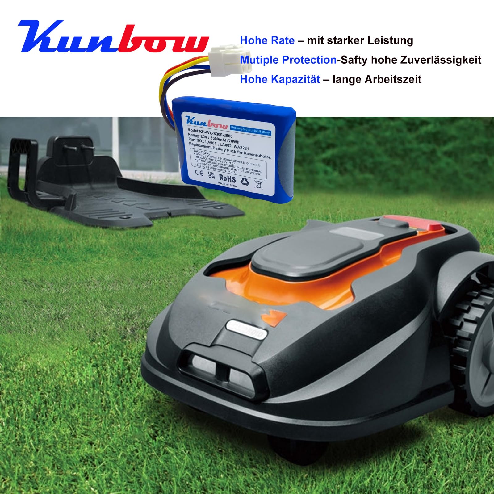 20V 3500mAh Rasenroboter-Akku, Ersatzakku für Landxcape LX790i / LX790 / LX792 / LX795 / LX796 / LX797 / LX991 & Ferrex 800 m² 2021, LA0001/LA0002/WA3230/WA323, Ersatz für Landxcape akku.