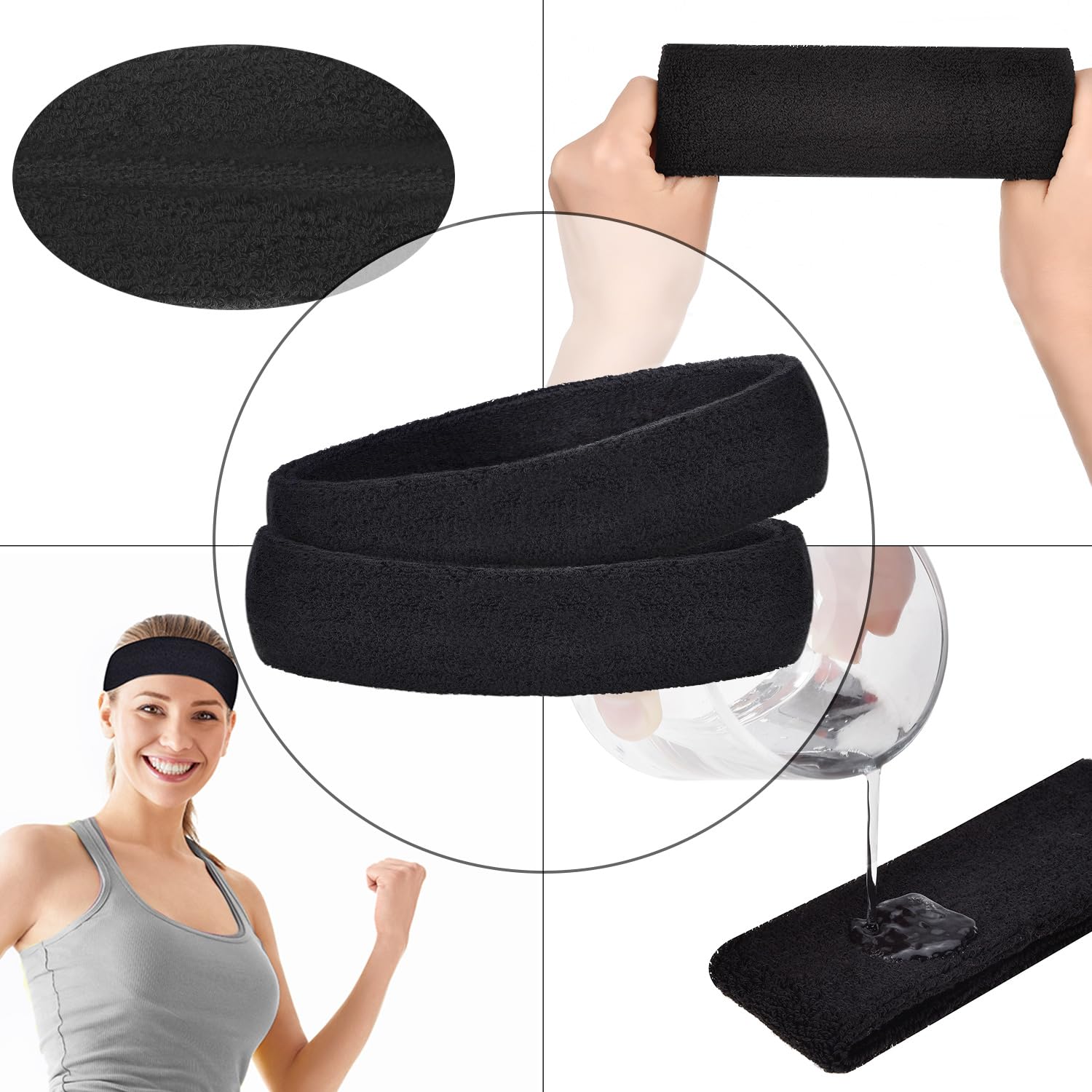 Hestya 3 Pezzi Fasce Sportive per Donna Uomo Fascia Capelli Elastica Antiscivolo Bandana Antisudore per Fronte Jogging Correre Fitness Yoga Bicicletta Pallacanestro