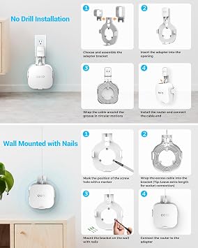 CUHIOY Wall Mount Holder for eero Pro 6 or eero pro 6E, Wall Bracket with Cord Management, No Drilling Holder Compatible with Vertical or Horizontal Outlets, Easy to Nail on Wall (White, 3Pack)