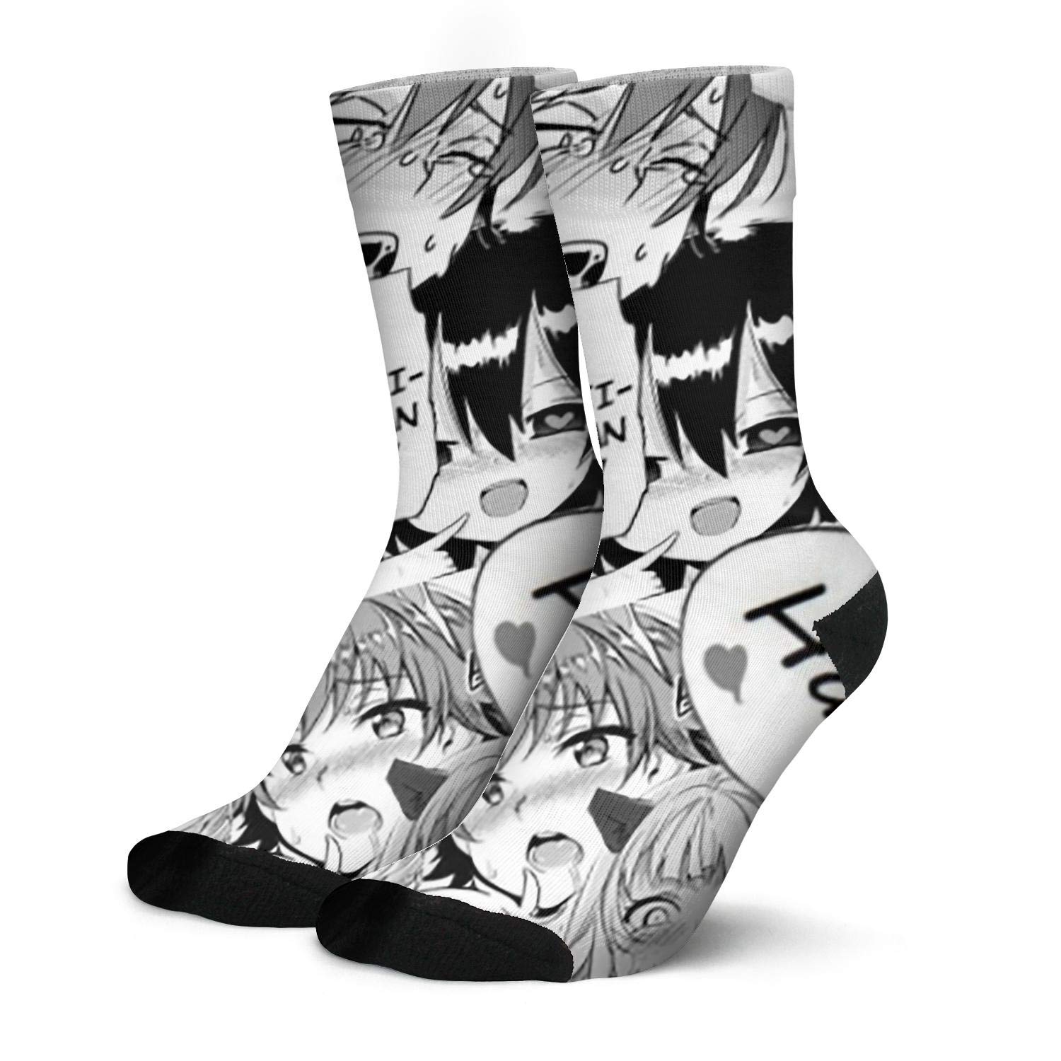 WXMDZS Menâ€™s Cotton Dress Socks Ahegao Funky Lightweight Athletic Crew Socks