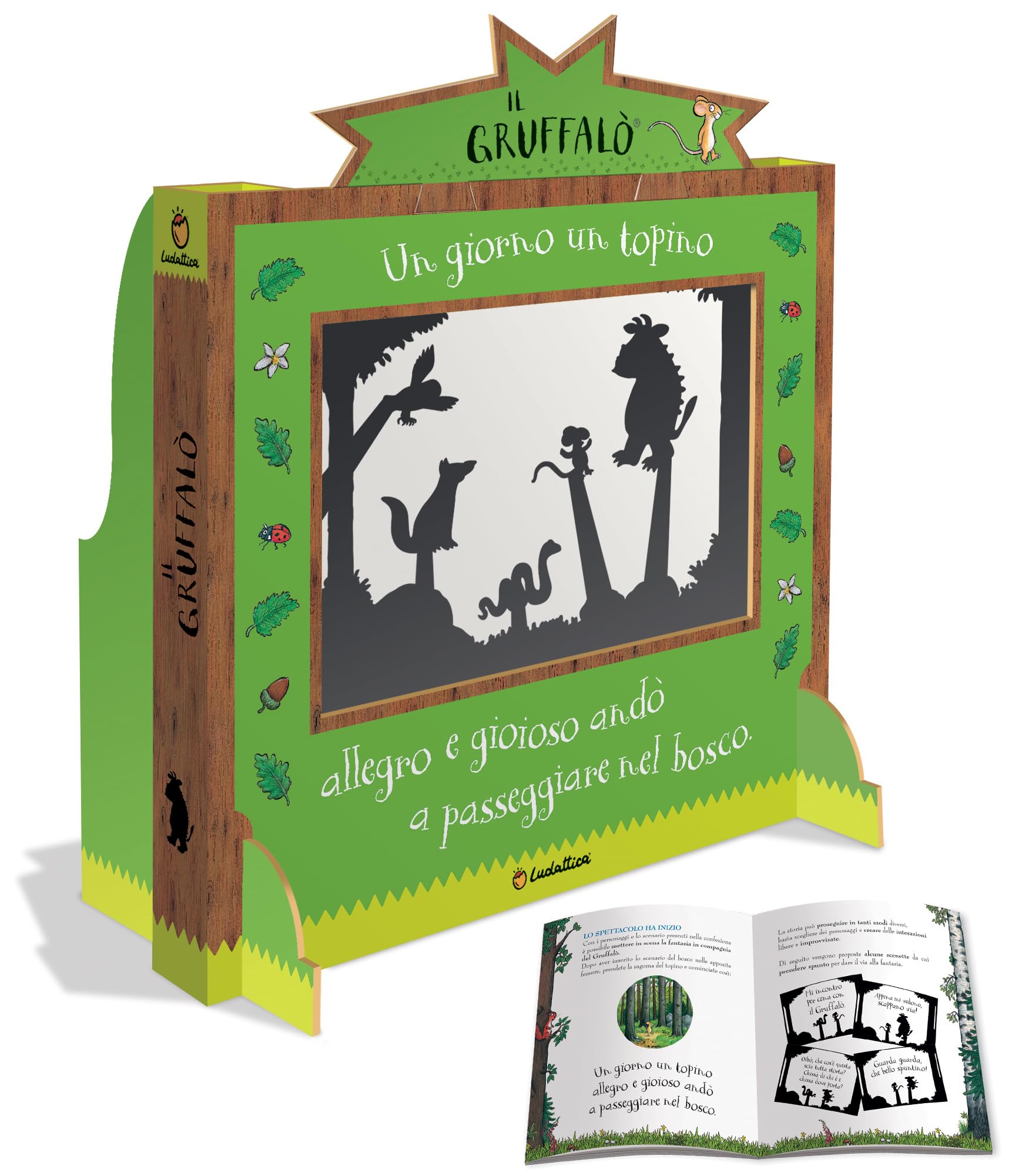 Ludattica Il Teatrino delle Ombre del Gruffalò Teatro delle Ombre per Bambini 3+ | Personaggi e Scenario in Legno | Gioco Creativo ed Educativo | 4-7 Anni | Made in Italy