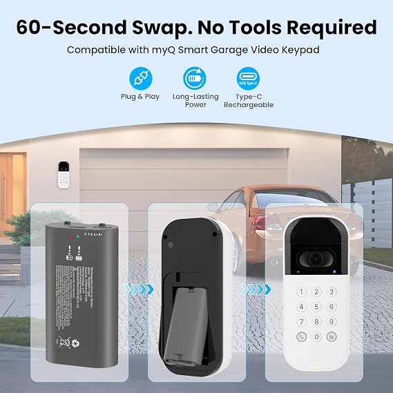 Battery Replacement for myQ Smart Garage Video Keypad
