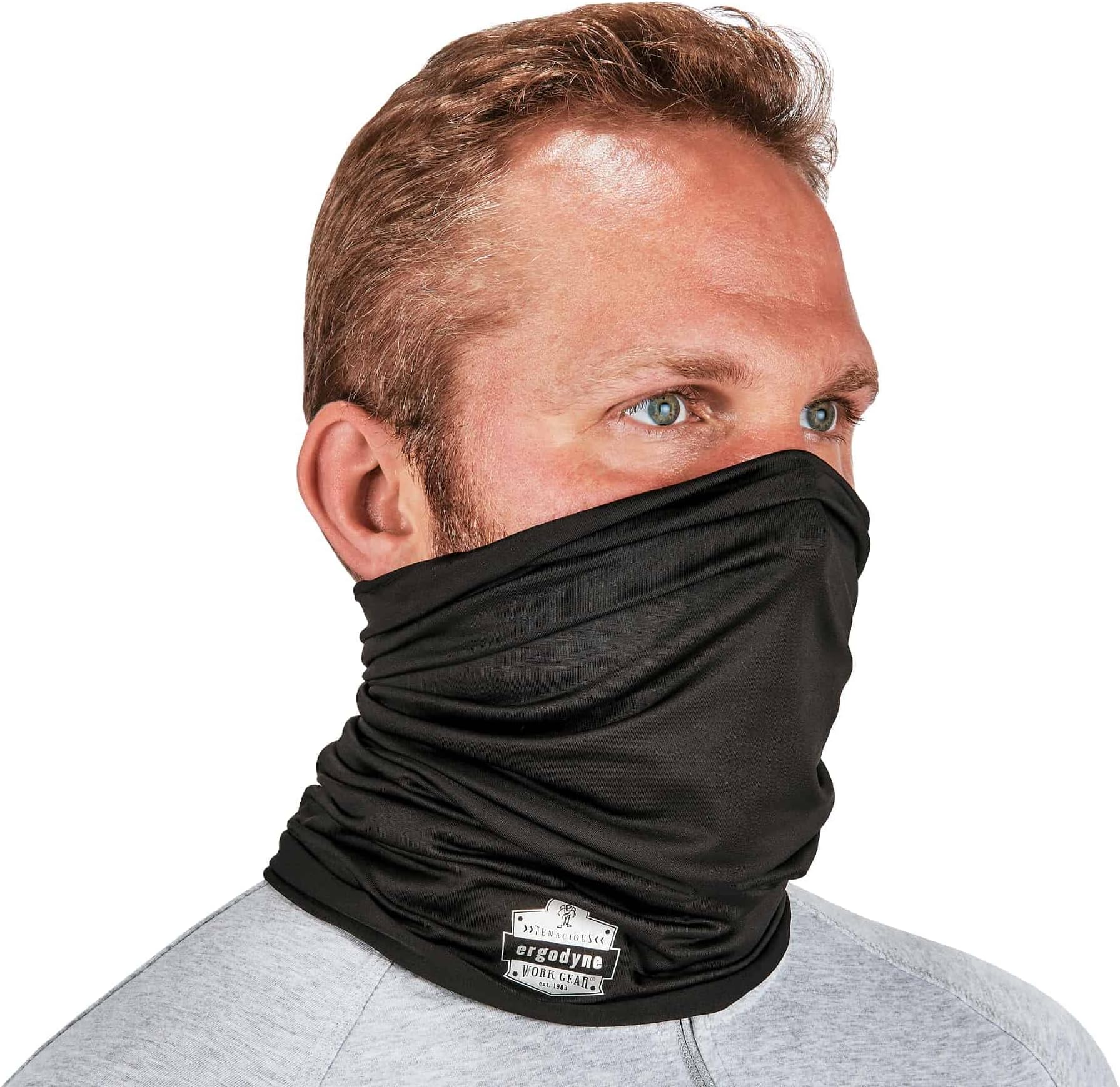 Ergodyne Chill-Its 6487 Cooling Neck Gaiter, Multiple Ways to Wear Headband or Face Mask,Black