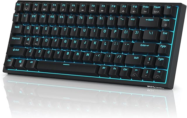 RK ROYAL KLUDGE RK84 Blue Backlit 75% Triple Mode BT5.0/2.4G/USB-C Hot Swappable Mechanical Keyboard, 84 Keys Tenkeyless Mechanical Keyboard w/Detachable Frame & Programmable Software, Brown Switch