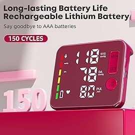 GUAEVER Blood Pressure Monitor Rechargeable Upper Arm Blood Pressure Monitors for Home Use Large Screen Bp Machine with 8.7-16.5 Bp Cuff, 2x120 Memory, Voice Broadcast Bp Monitor(Red)