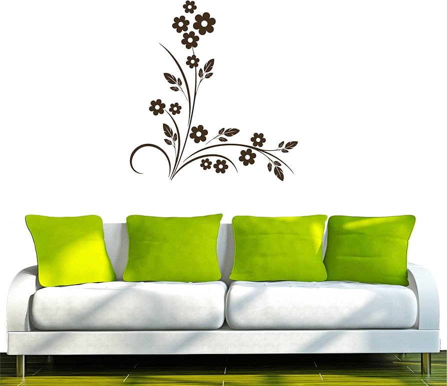 INDIGOS UG - Decalcomanie da Muro - Adesivi da Parete - Murale - D193 pianta di Vite Fiore Tribale, Marrone, 40 x 35 cm - Decorazione per Soggiorno, Camera dei Bambini, Ufficio, Scuola