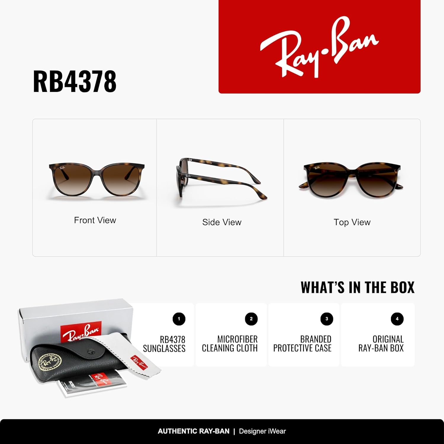 Ray-Ban Womens Rb4378 Square Sunglasses