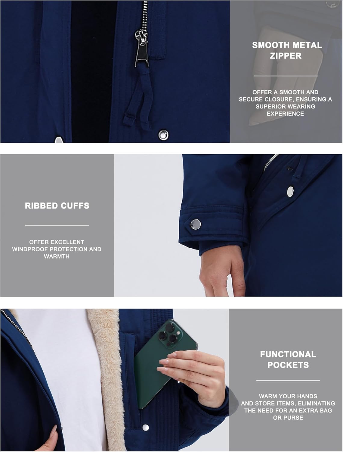 ROYAL MATRIX Women's Winter Coats Fleece Lined Parka Jacket Hooded Long Winter Warm Parka Coat with Pockets - Image 6