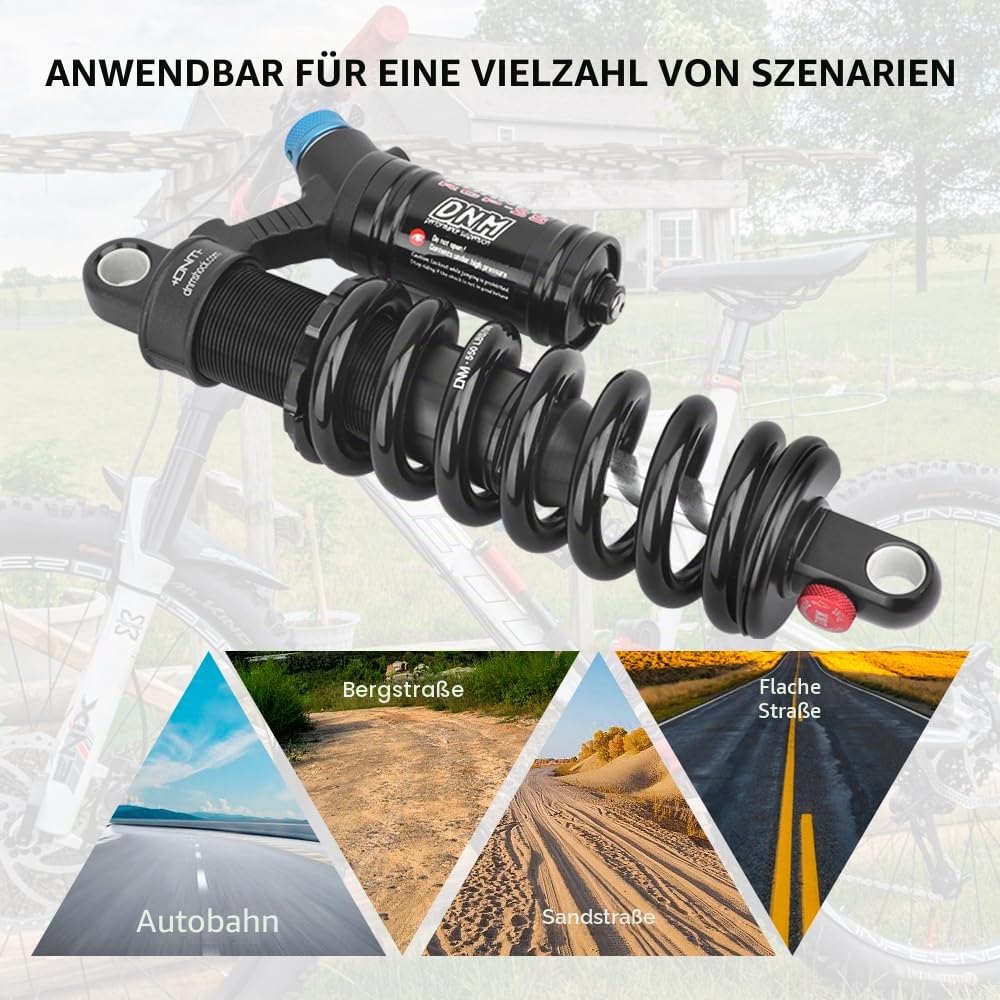 DNM RCP2S Downhill Mountainbike Hinterradaufhängung Federstoßdämpfer MTB Stoßdämpfer für MTB/Elektro-Mmotorrad (190 × 51 mm (250 kg))