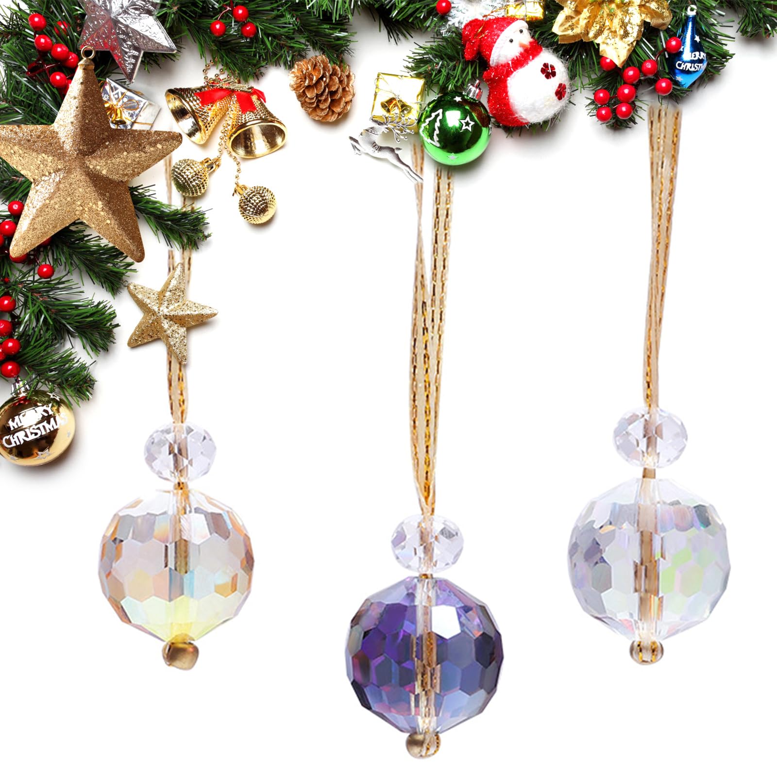 Amazon.co.jp: 12個 装飾カラフルガラスペンダント クリスマスツリー 