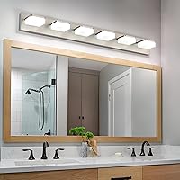 Vista 6 de Brushed Nickel Vanity Lights for Bathroom 6-Light Vanity Lighting Fixtures for Mirror 39" Adjustable 5500K Modern LED Vanity Light Over Mirror, Bath