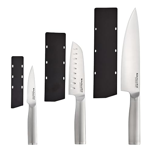 Miniatura 2 de KitchenAid Juego de cuchillos de chef forjados de acero japonés de alto carbono, incluye cuchillo de chef de 8 pulgadas, cuchillo Santoku de 5