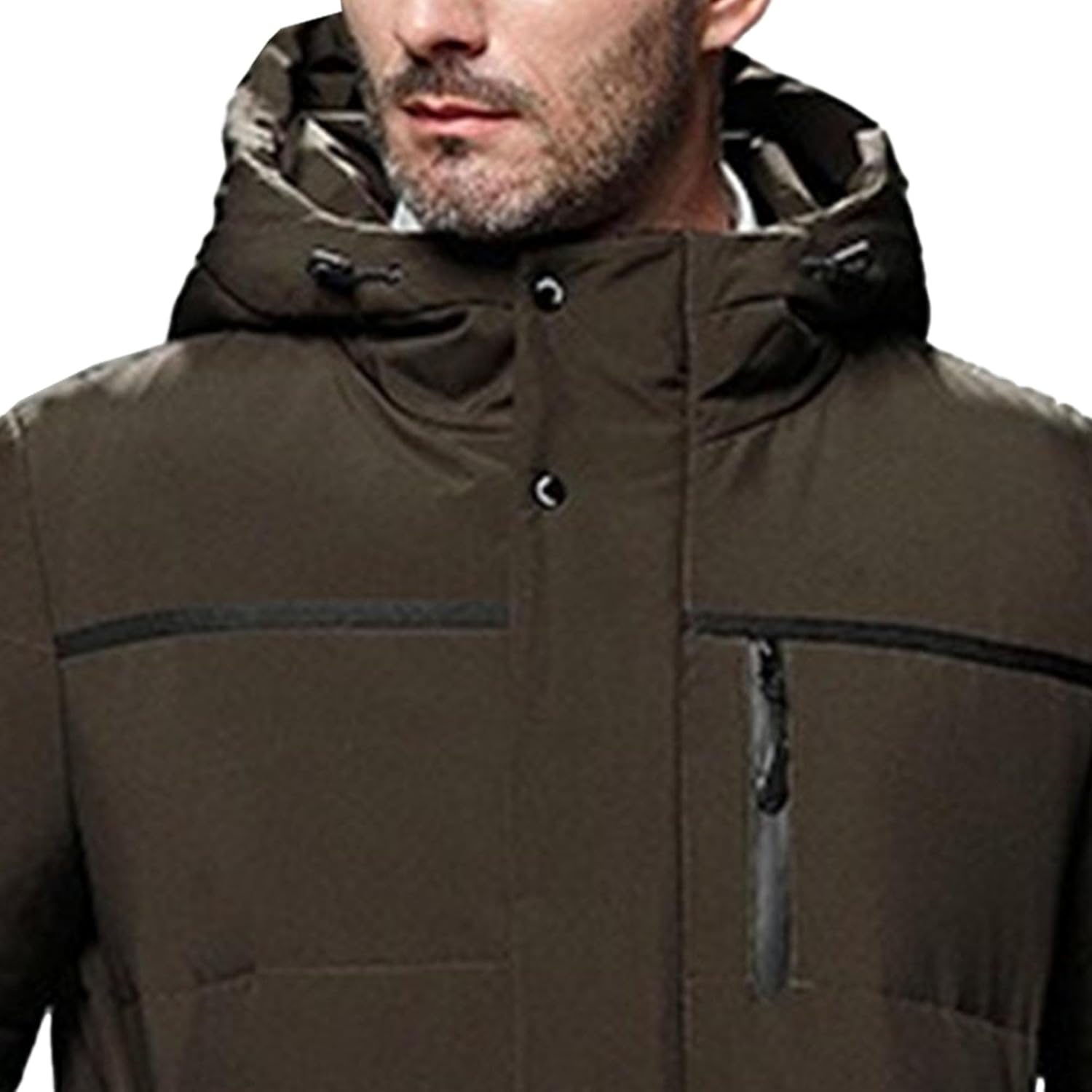 JEKE-DG Men's Zip Up Thicken Heavyweight Puffer Jacket Hooded Insulated Long Down Coat Business Casual Winter Bubble Coat