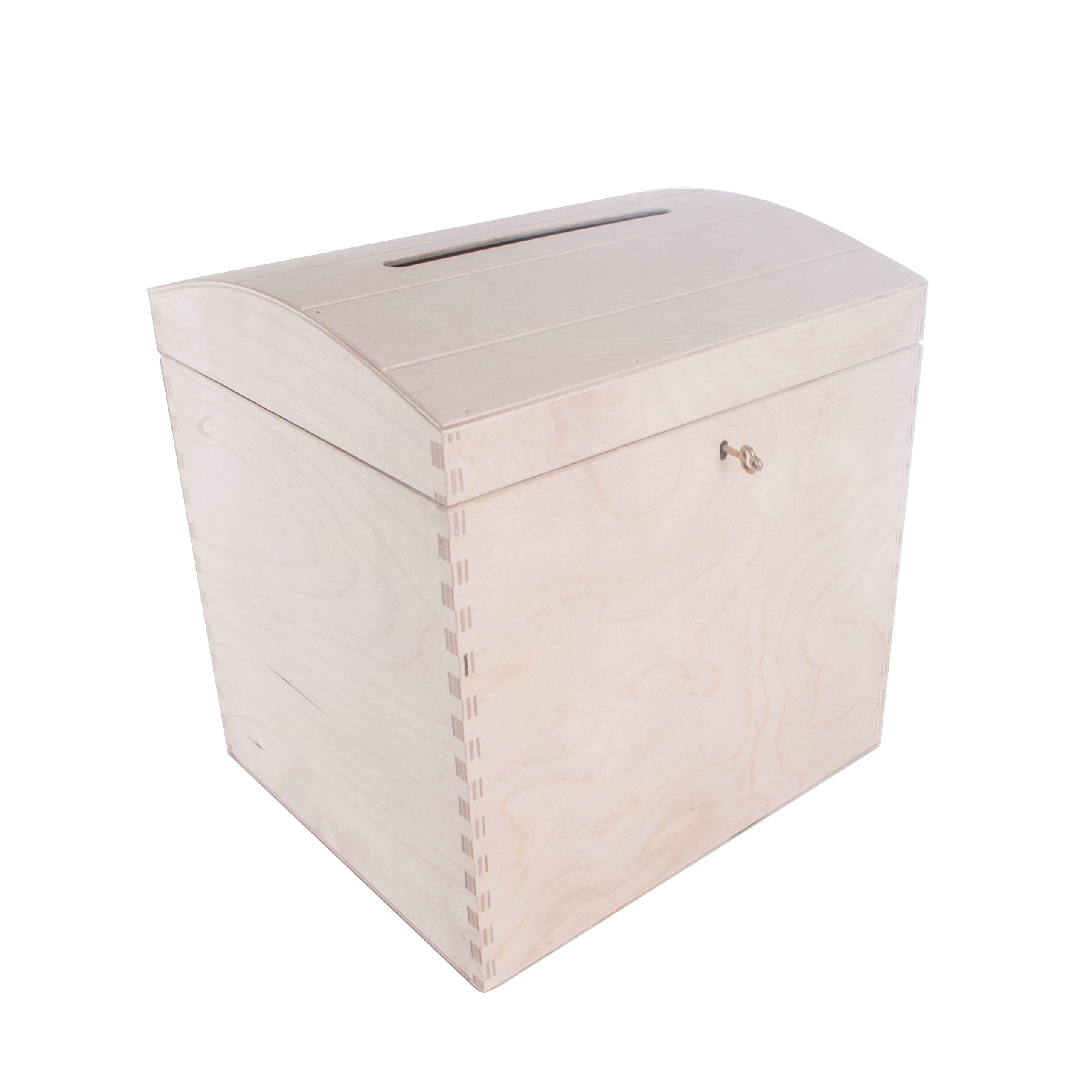 SEARCHBOX Large Lockable Wooden Treasure Chest Post Box With Slot/Wishing Well Wedding / 29 x 25 x 30cm