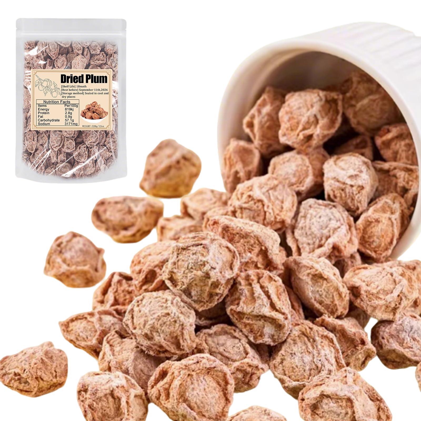 Dried Asian Plum Salty and Sour Preserved Plum Mexican Style Saladitos Salted Plums For Snacking & Flavoring Any Iced Beverage 话梅 320g