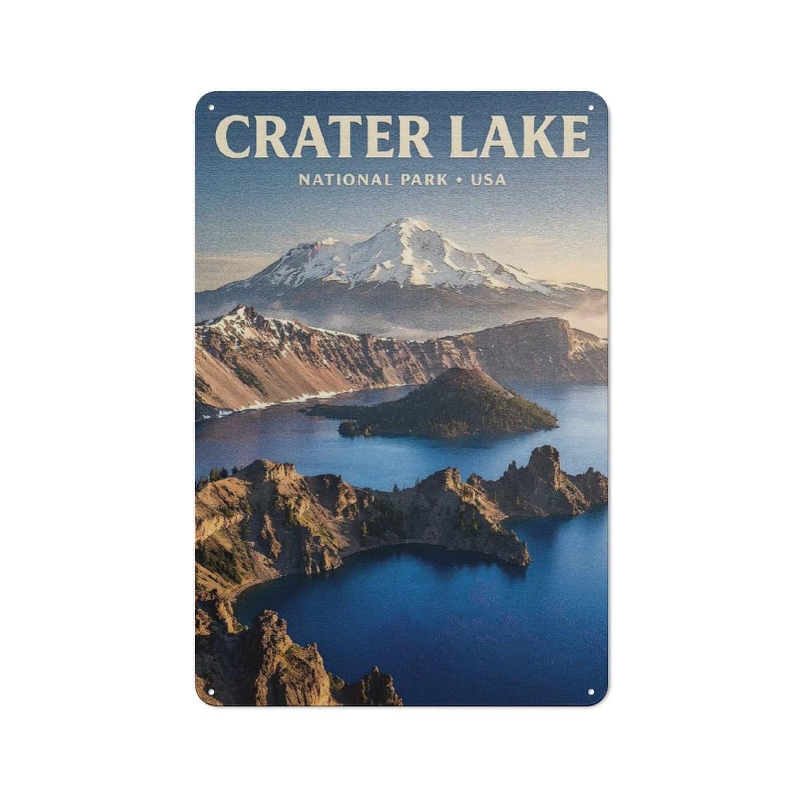 Junmoney Style-24 Classic Crater Lake National Park Metal Wall Plaque 30X20cm, Nostalgic Wall Art For Living Room, Hallway, Kitchen Or Cafe