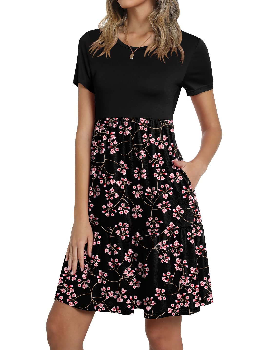 TAOHUADAO 2026 Summer Dresses for Women Short Sleeve Ruffle Casual Sundress with Pockets