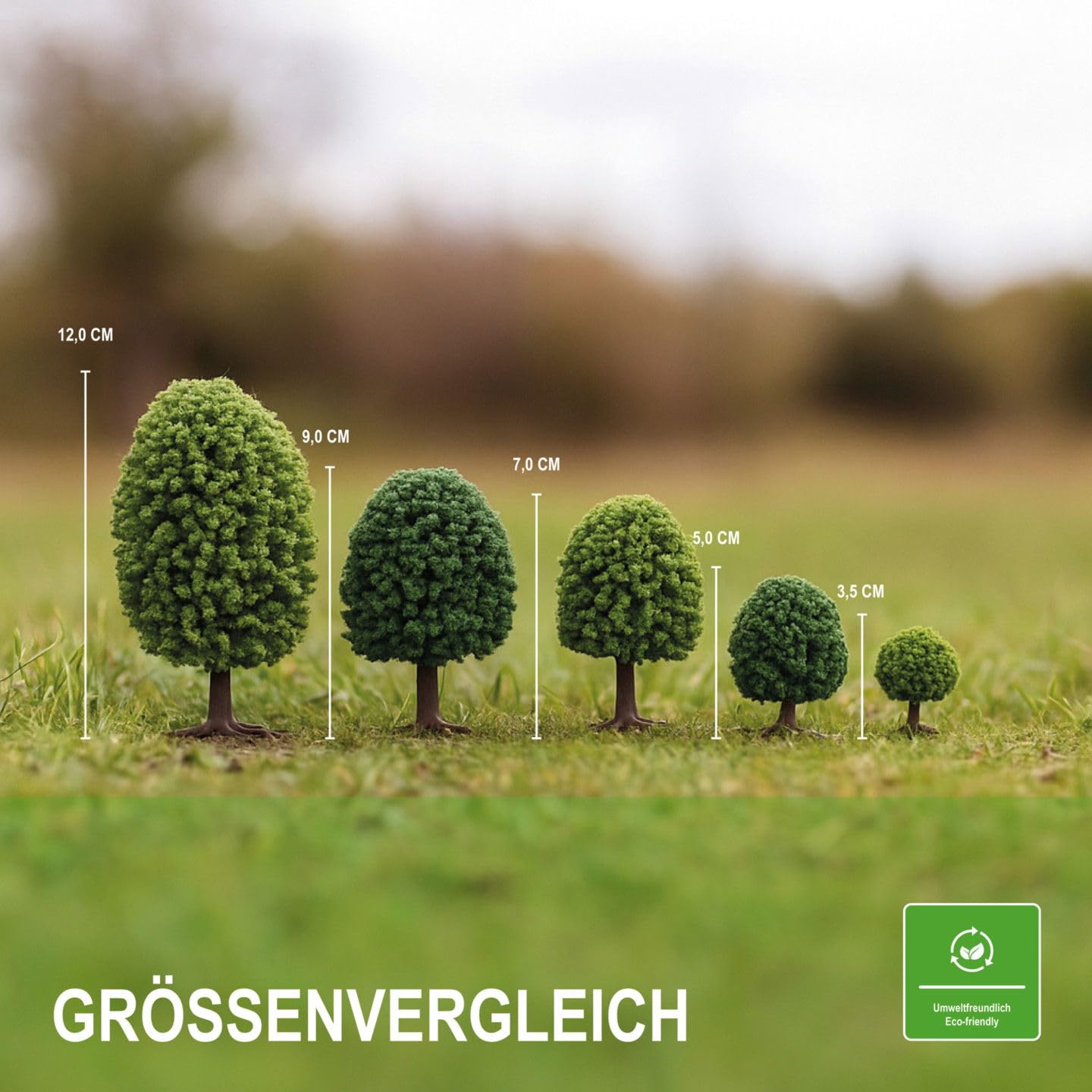 modellnatur Modellbäume & Tannen | 30 Miniatur-Bäume (3,5–14 cm) | Handkolorierter Mischwald für H0, TT, N, Z – Perfekt für Deko, Diorama, Modelleisenbahn & Landschaftsbau | 3095232 - 5