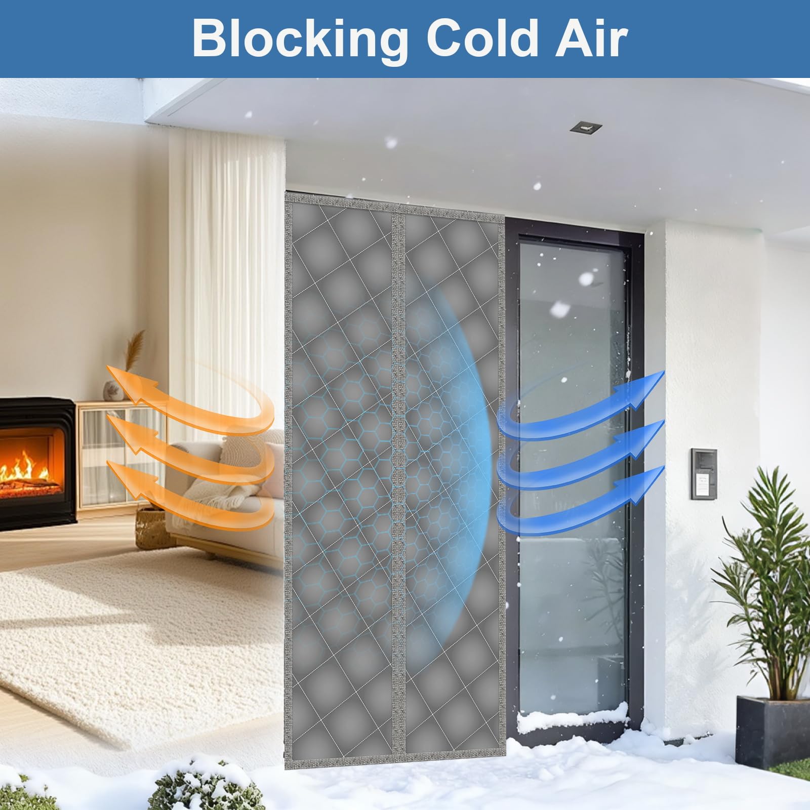 90 x 210 cm cortina térmica para puerta protección contra el frío, cortina magnética de protección térmica para puertas, cortina térmica para interiores, aislamiento térmico, sin agujeros, para puerta