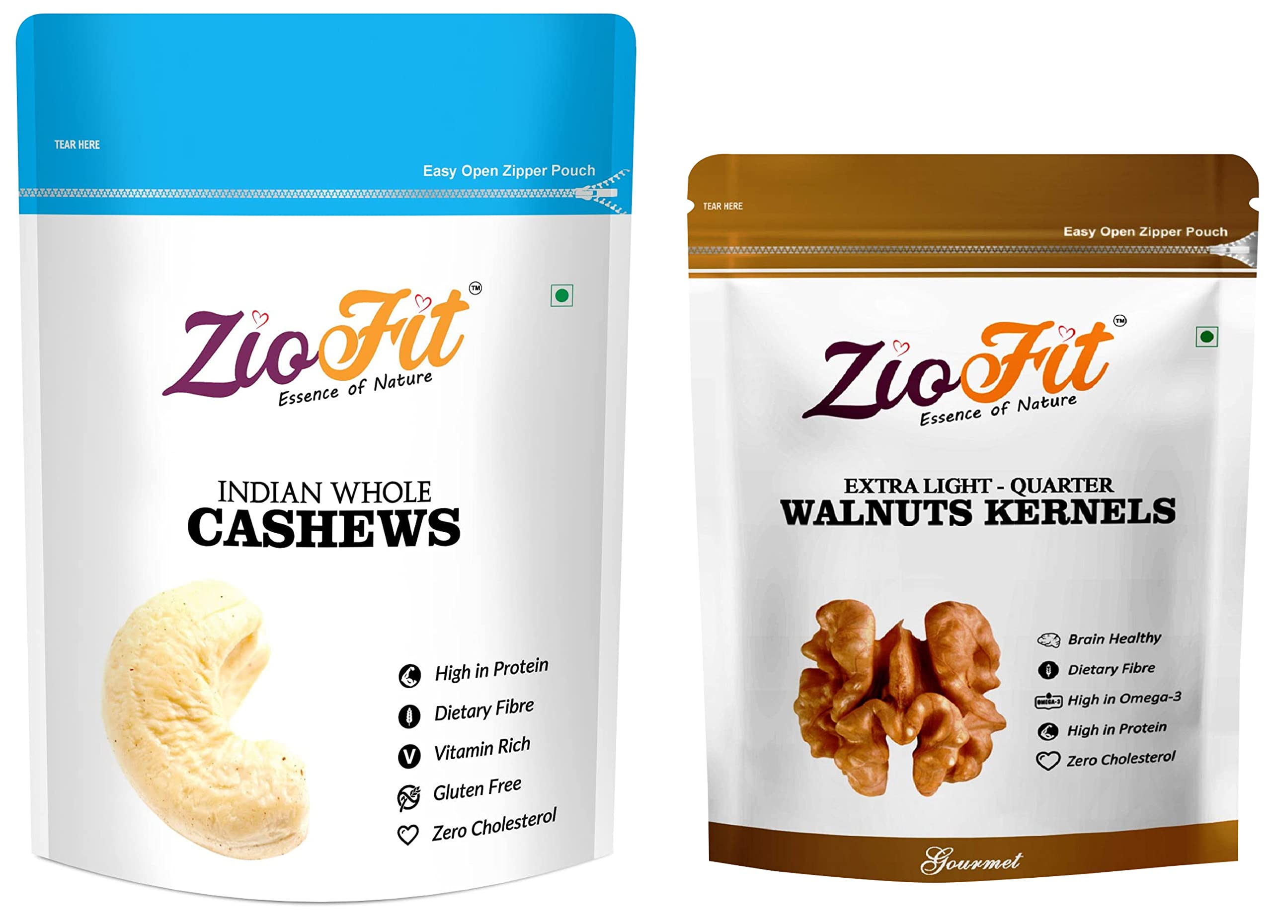 Ziofit Walnuts Kernels Extra Light Quarters, 250g (Buy 1 Get 1 Free), Dry Fruits & Indian Whole Cashewnuts, Nutritious Dry Fruit, Protein, Fiber, Vitamins, Roasted, 400 g (B09VGBJ5LM) Amazon Price History, Amazon Price Tracker