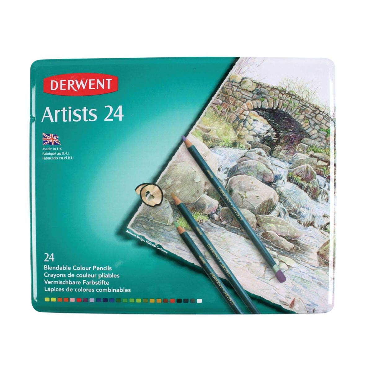 Derwent Artists Coloured Pencils Metal Tin Set of 24