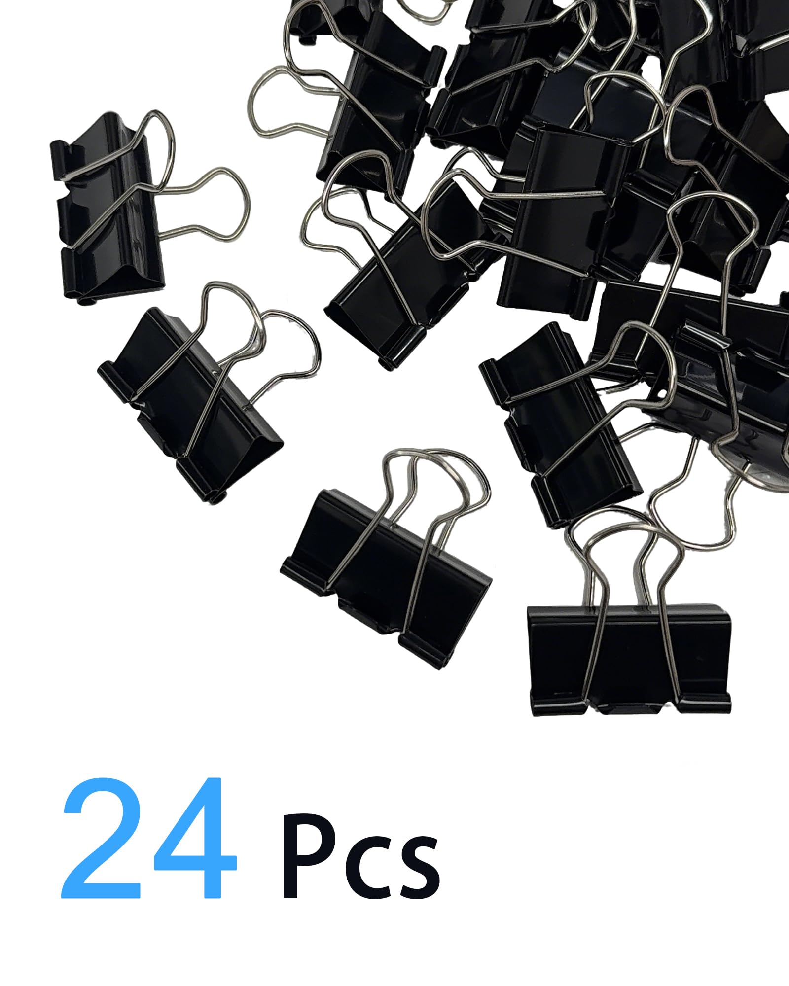 Lot de 24 grandes pinces à reliure de 3,2 cm pour l'organisation du bureau et de la maison (noir)