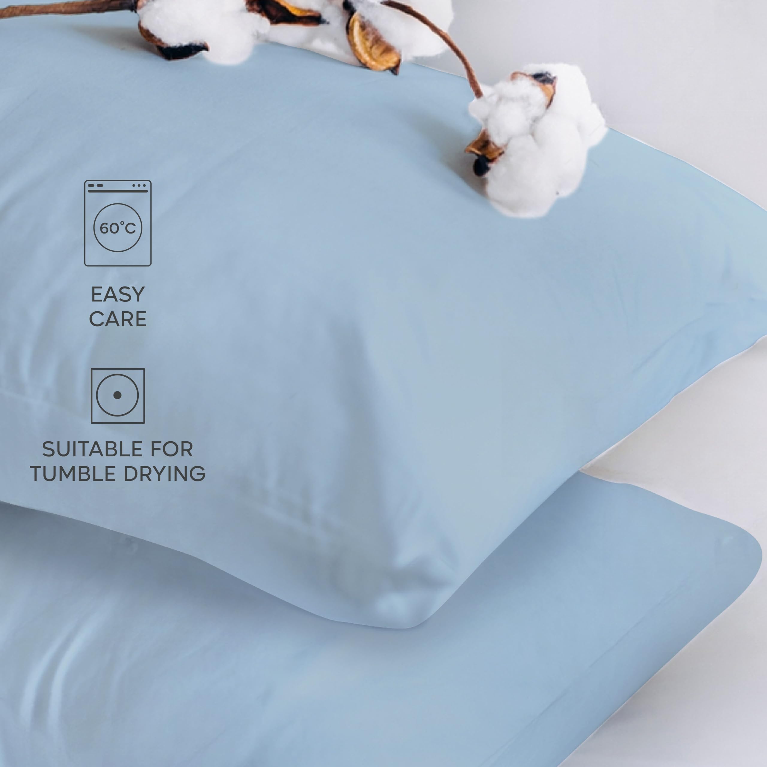 Twinzen® Poszewka na poduszkę 40x80 cm - zestaw 2 szt. - 100% bawełna Jersey 150 GSM - zamek błyskawiczny - kolor Niebieski - certyfikat Oeko-Tex