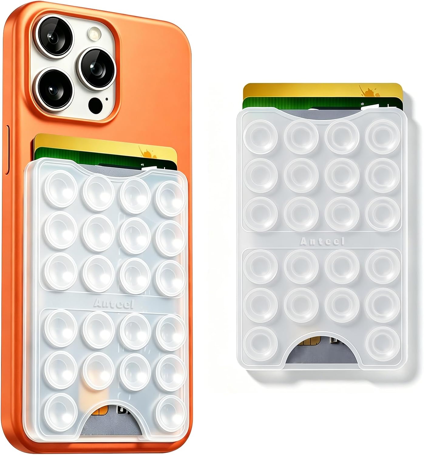 Silicone Phone Card Holder Adhesive Mount, Mobile Wallet Hol