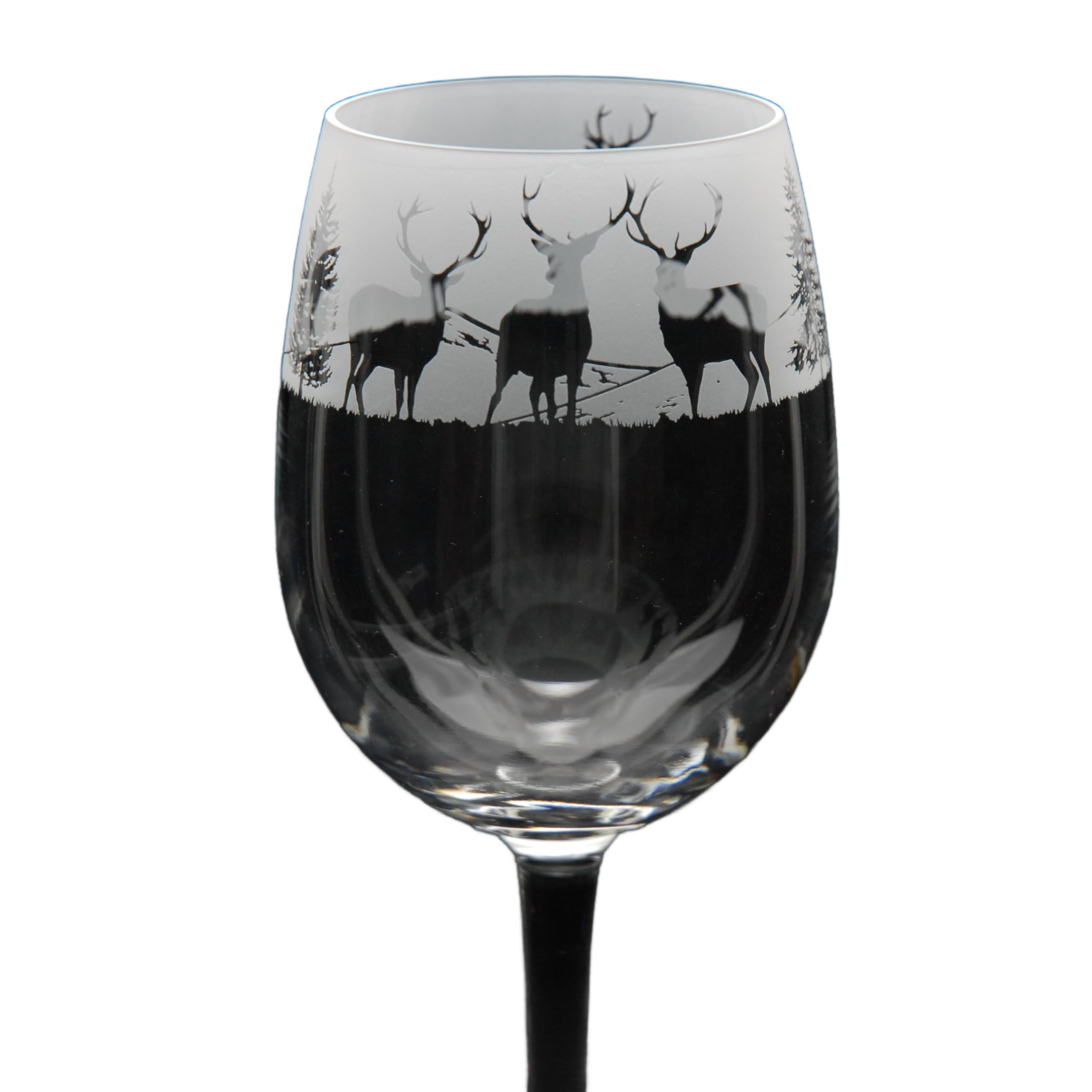 GLYPTIC Glass Art Stag Hand Etched/Engraved Crystal Wine Glass โ image 1